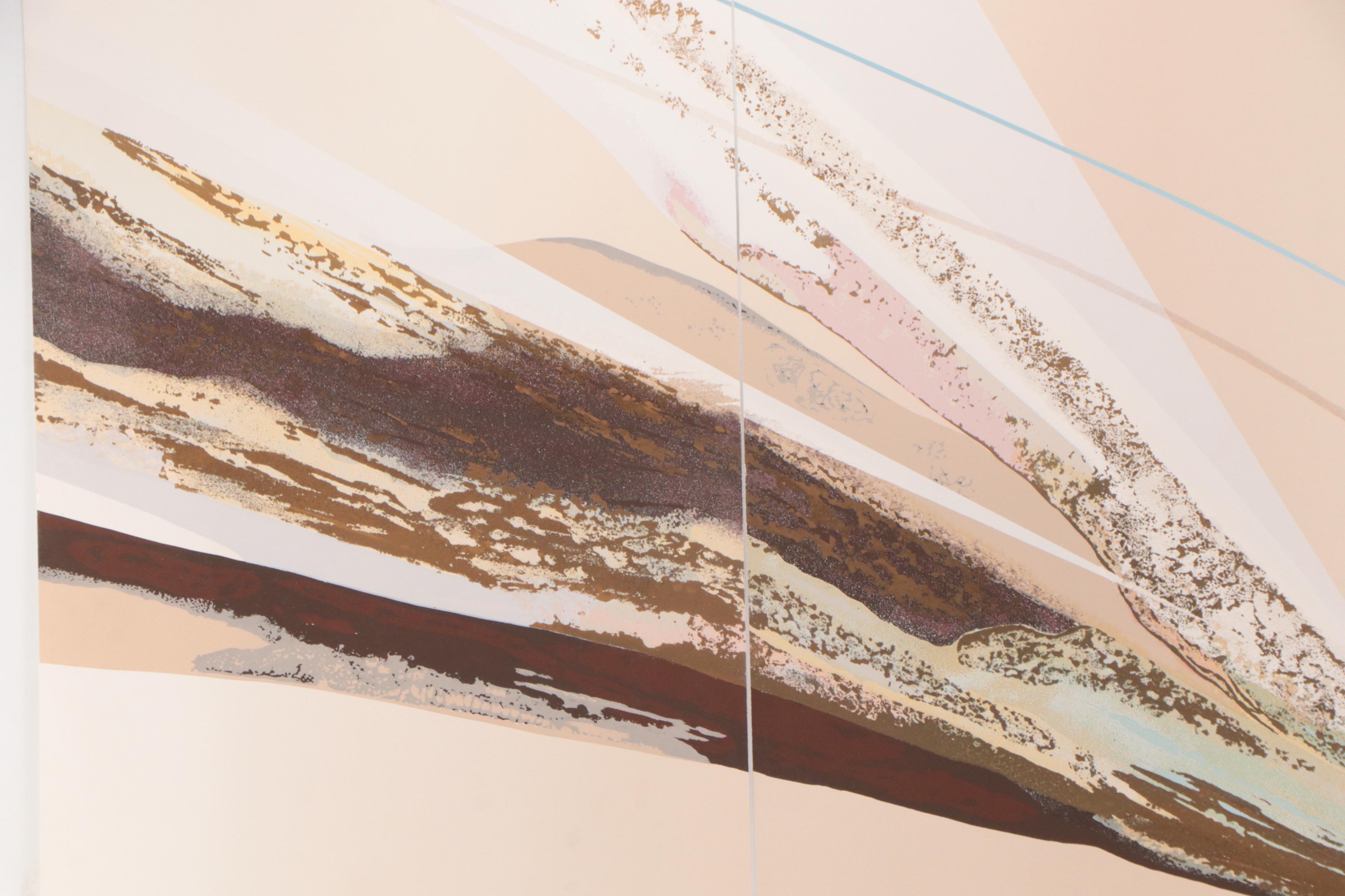 Elba Alvarez Abstract Embellished Serigraph Triptych "Poem of Color," Circa 1980