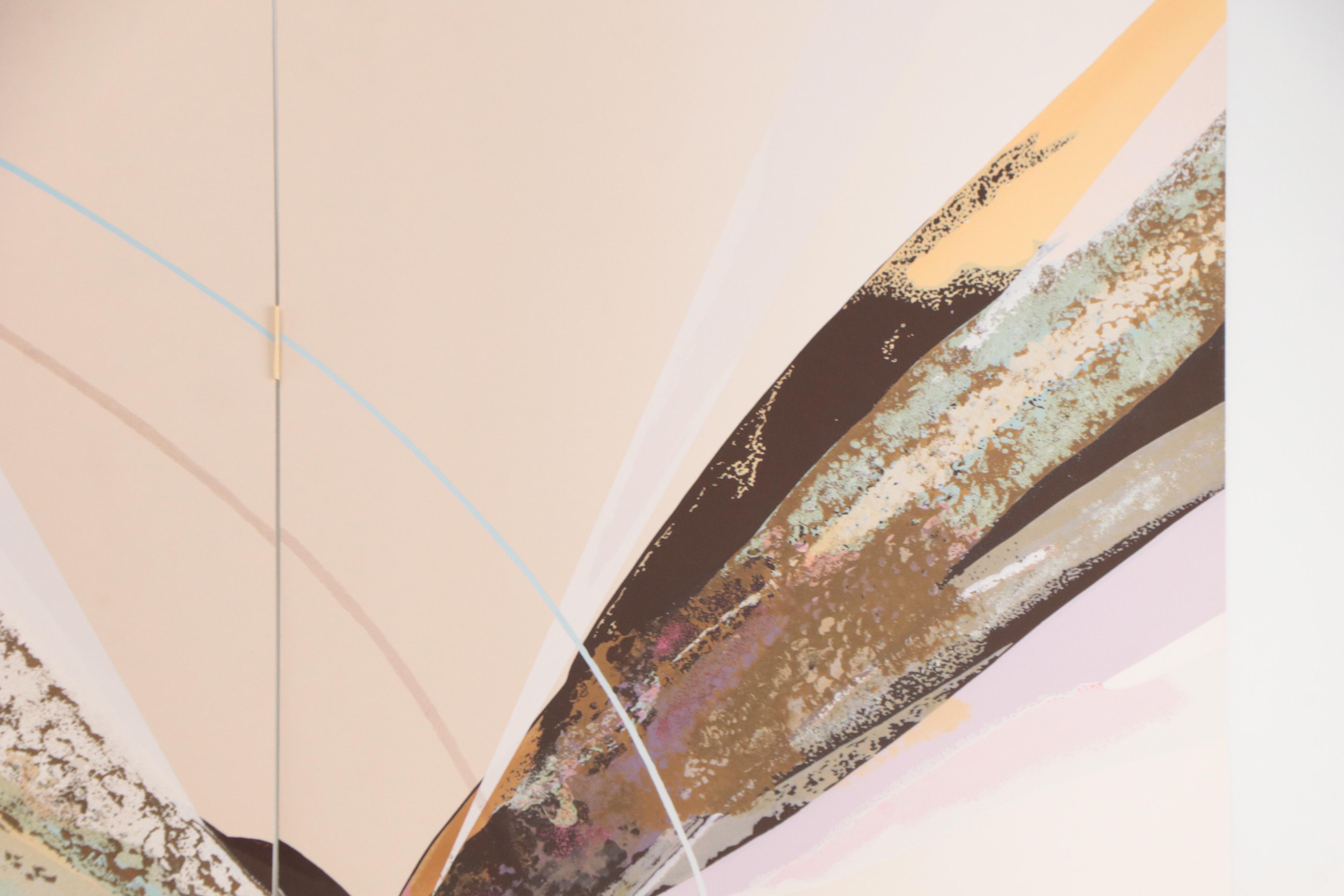 Elba Alvarez Abstract Embellished Serigraph Triptych "Poem of Color," Circa 1980