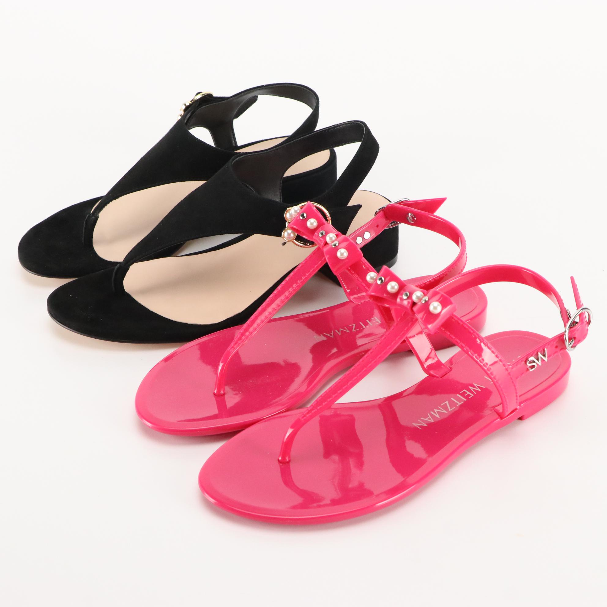 Stuart Weitzman Toe Post, Wrap, and Jelly Sandals, New in Boxes
