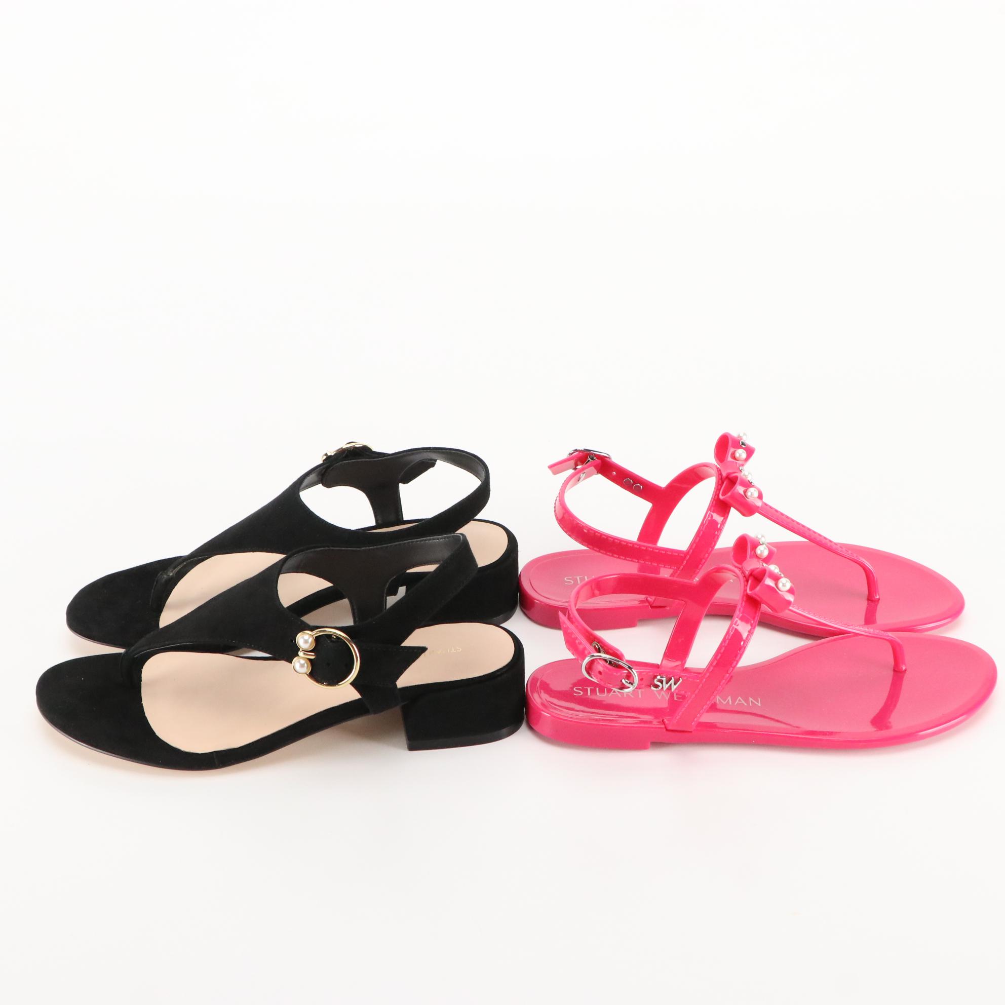 Stuart Weitzman Toe Post, Wrap, and Jelly Sandals, New in Boxes