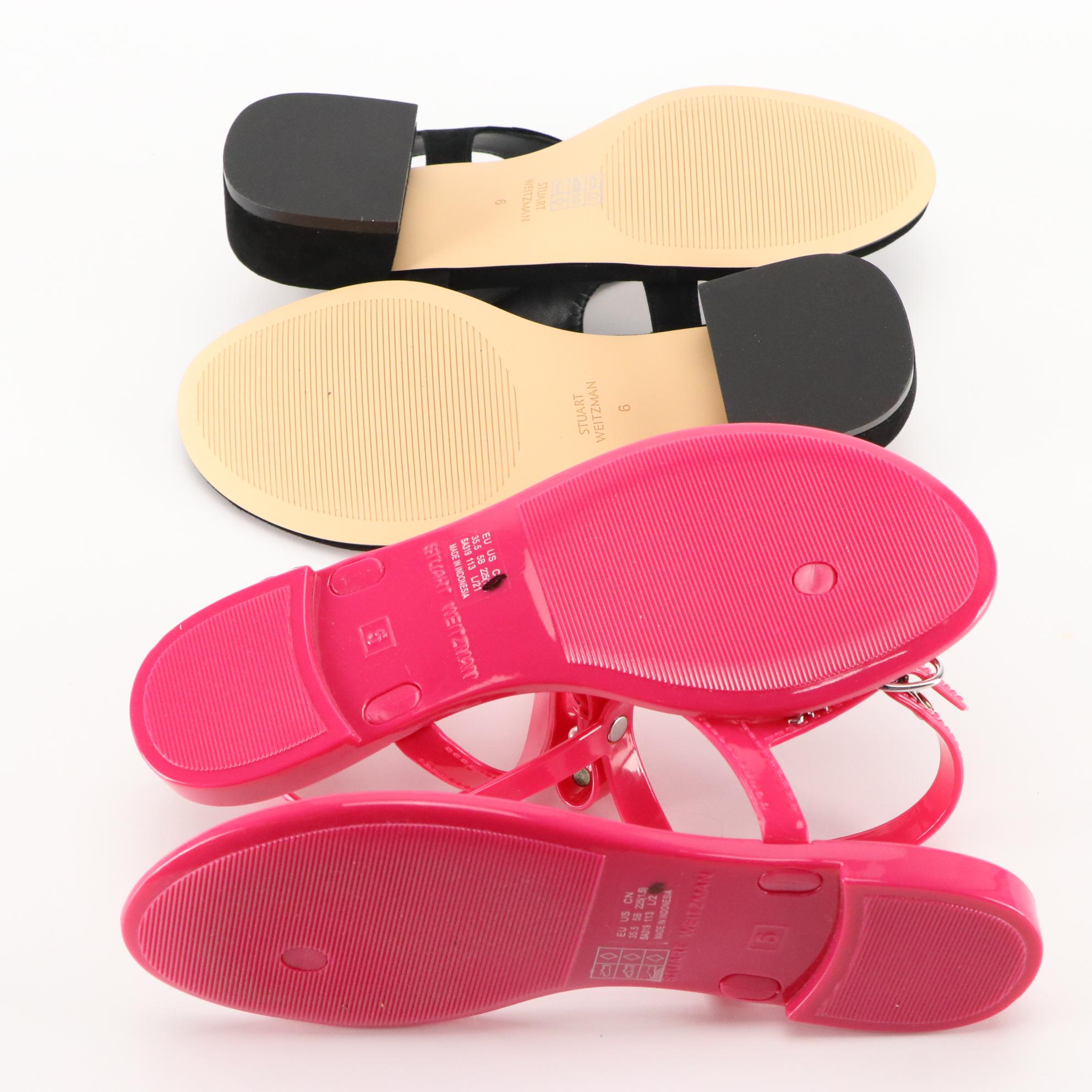 Stuart Weitzman Toe Post, Wrap, and Jelly Sandals, New in Boxes