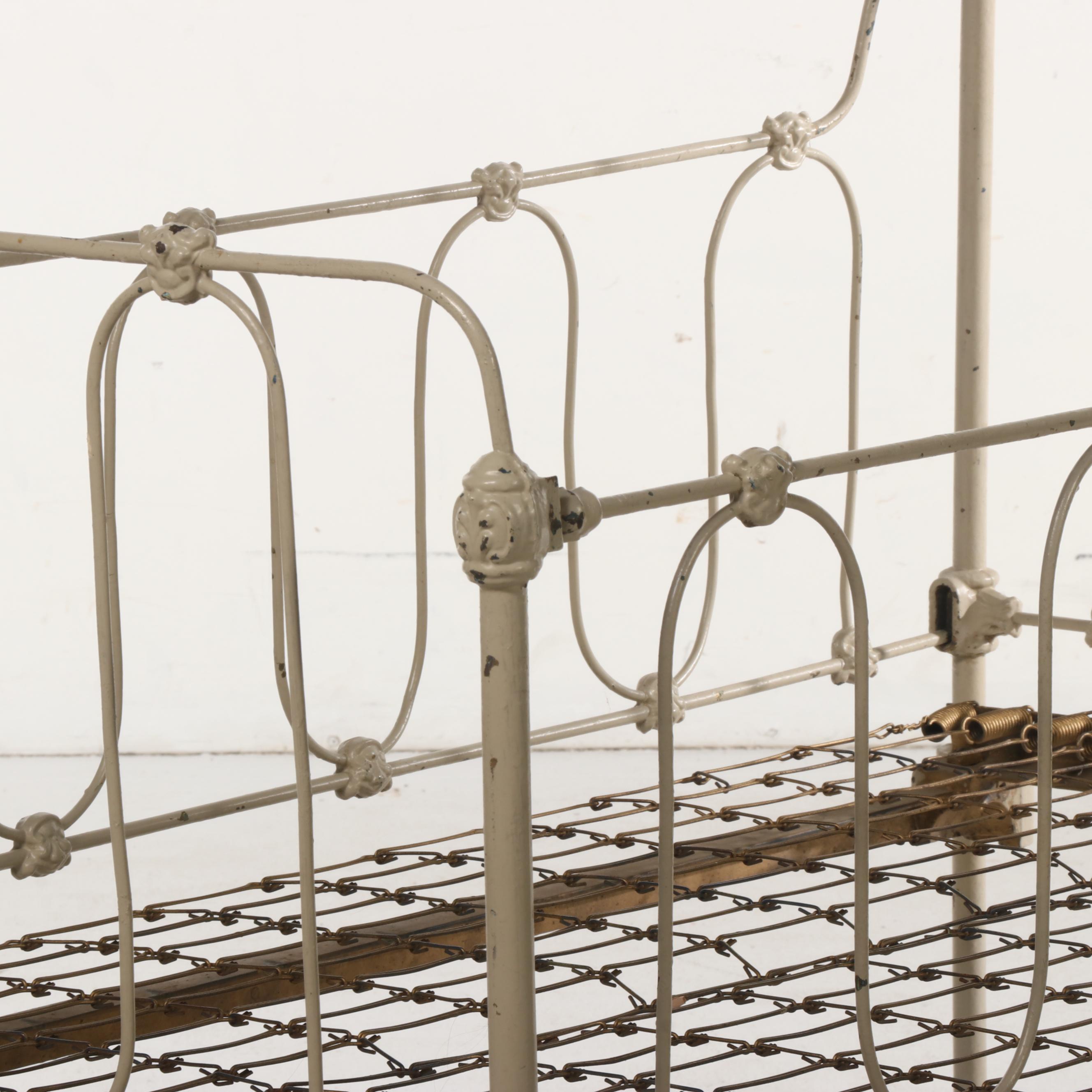 Victorian Painted Wrought Iron Crib, Late 19th/ Early 20th Century