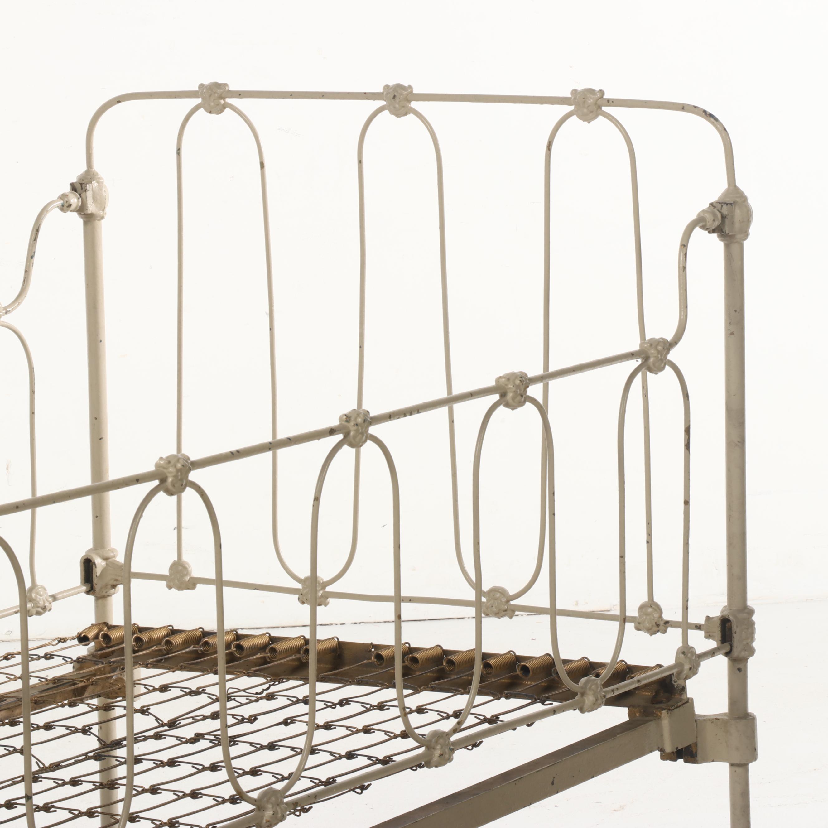 Victorian Painted Wrought Iron Crib, Late 19th/ Early 20th Century