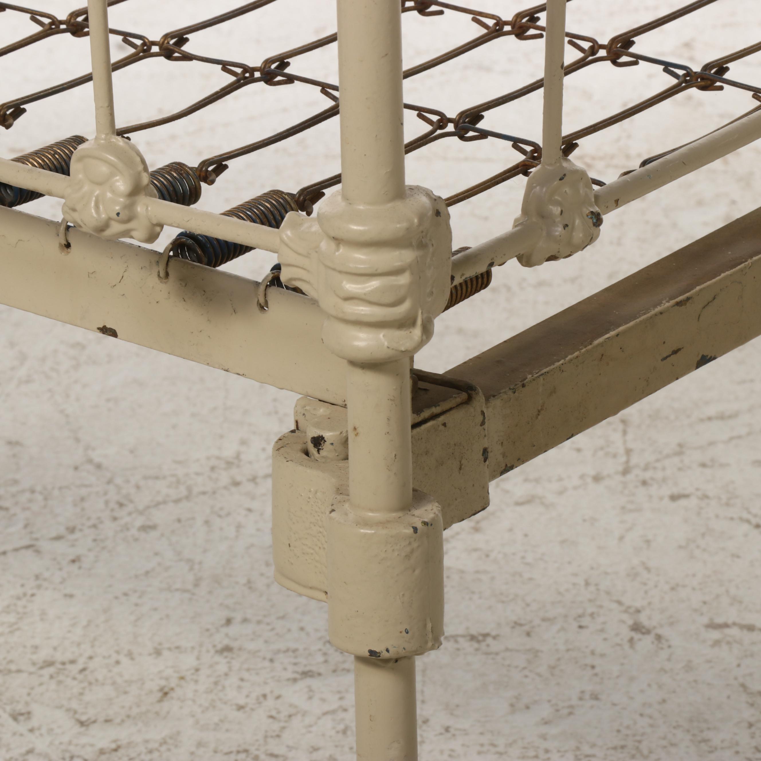 Victorian Painted Wrought Iron Crib, Late 19th/ Early 20th Century