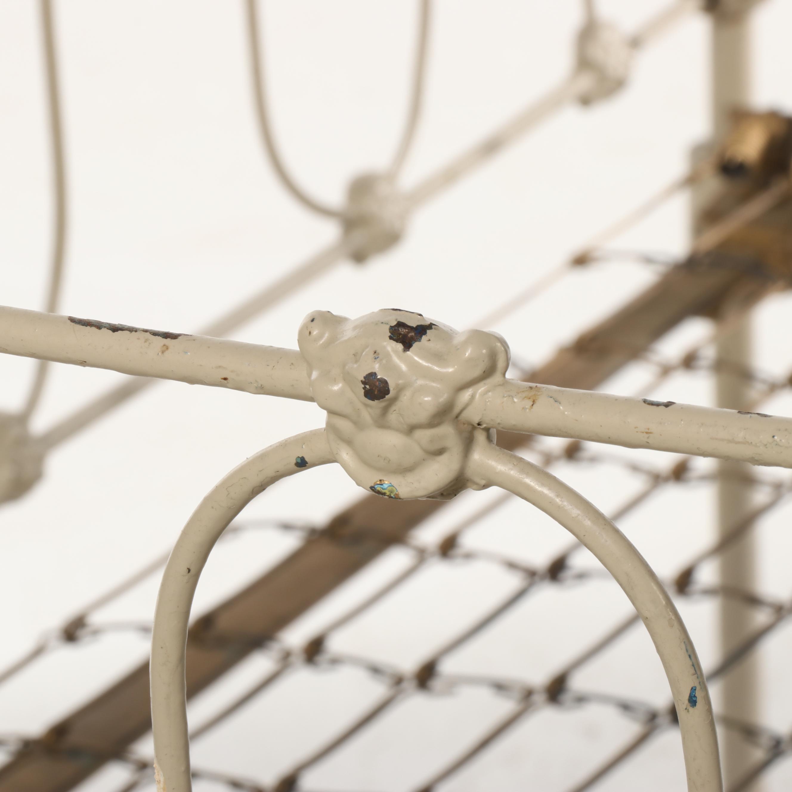 Victorian Painted Wrought Iron Crib, Late 19th/ Early 20th Century