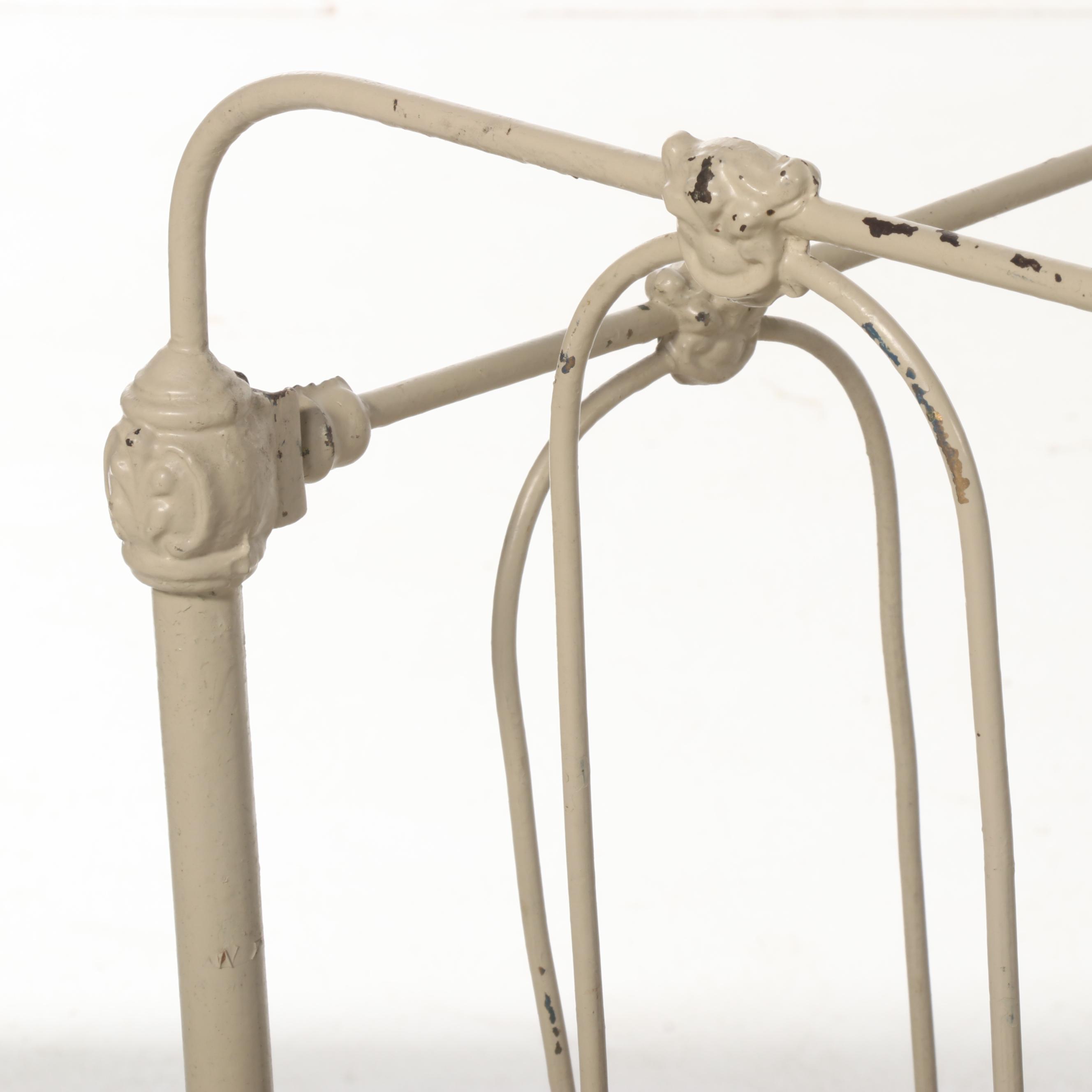 Victorian Painted Wrought Iron Crib, Late 19th/ Early 20th Century