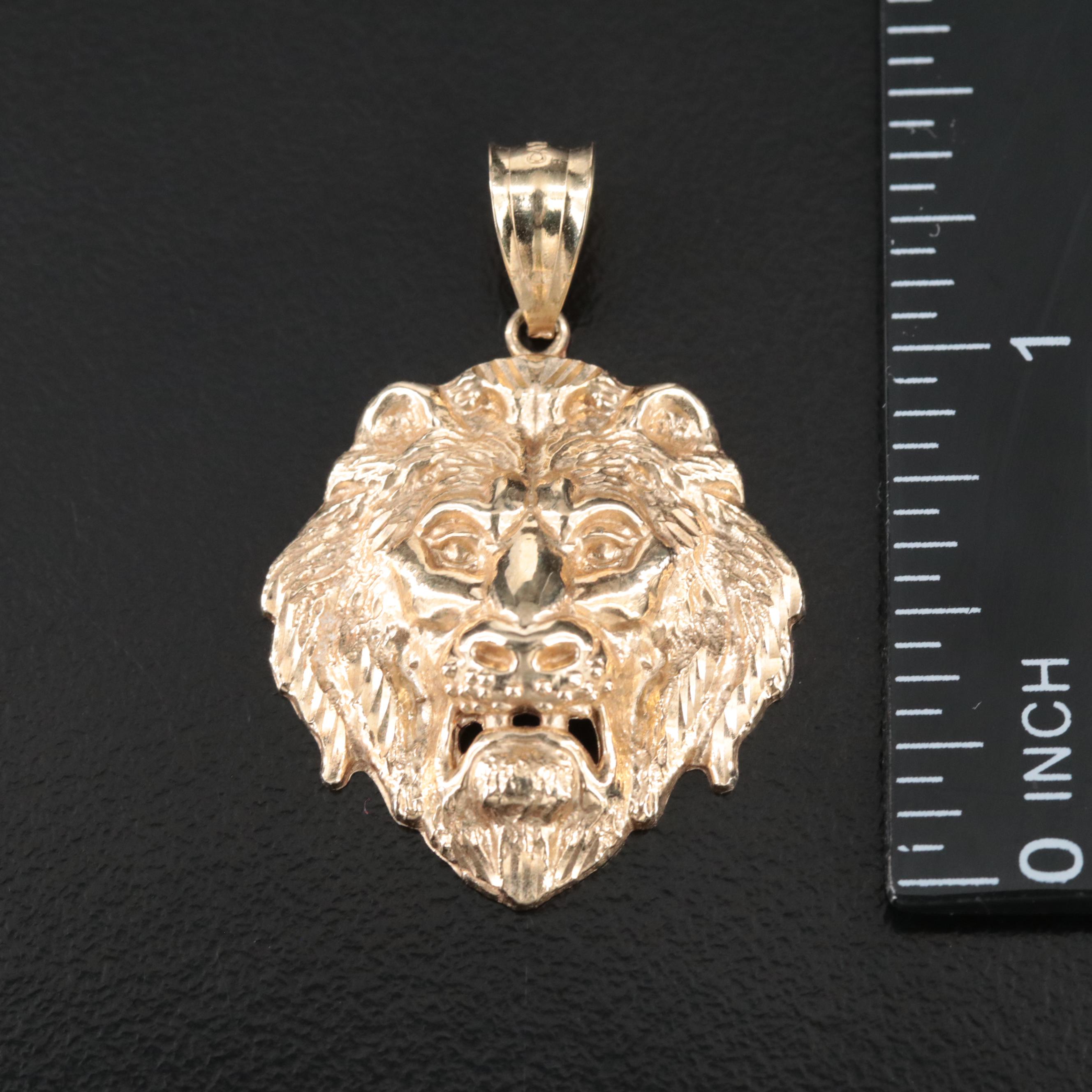 10K Lion Head Pendant