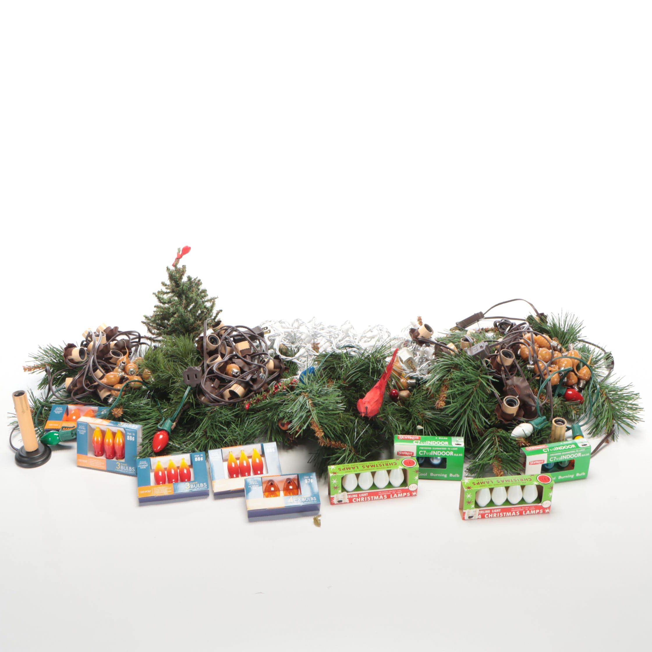 Artificial Garland with Lights and Other Decor