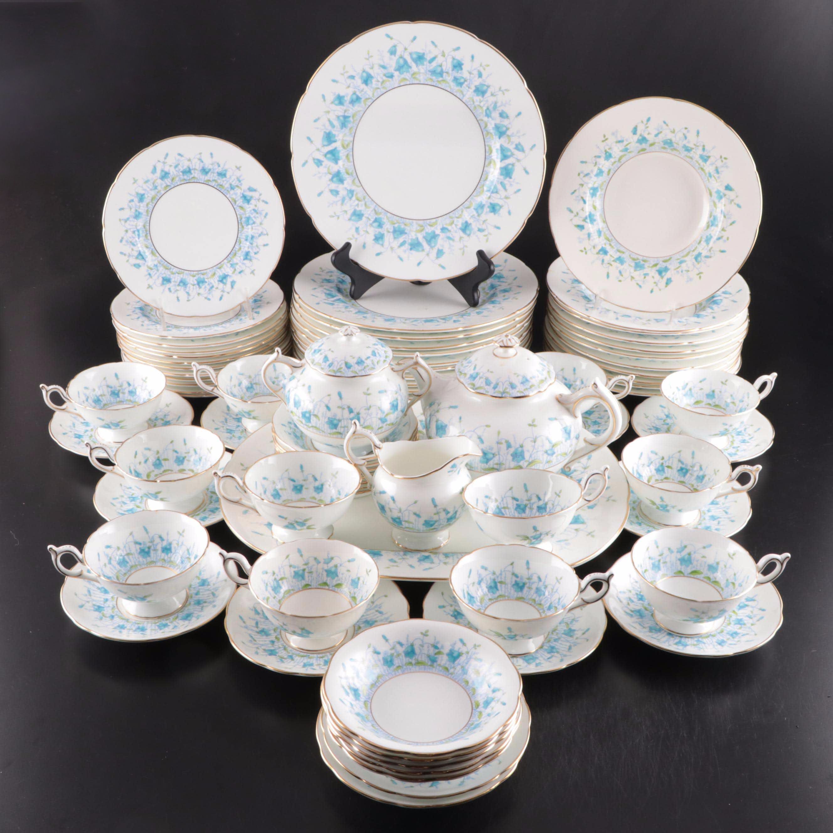 Coalport "Harebell Turquoise" China Dinnerware, Mid to Late 20th Century