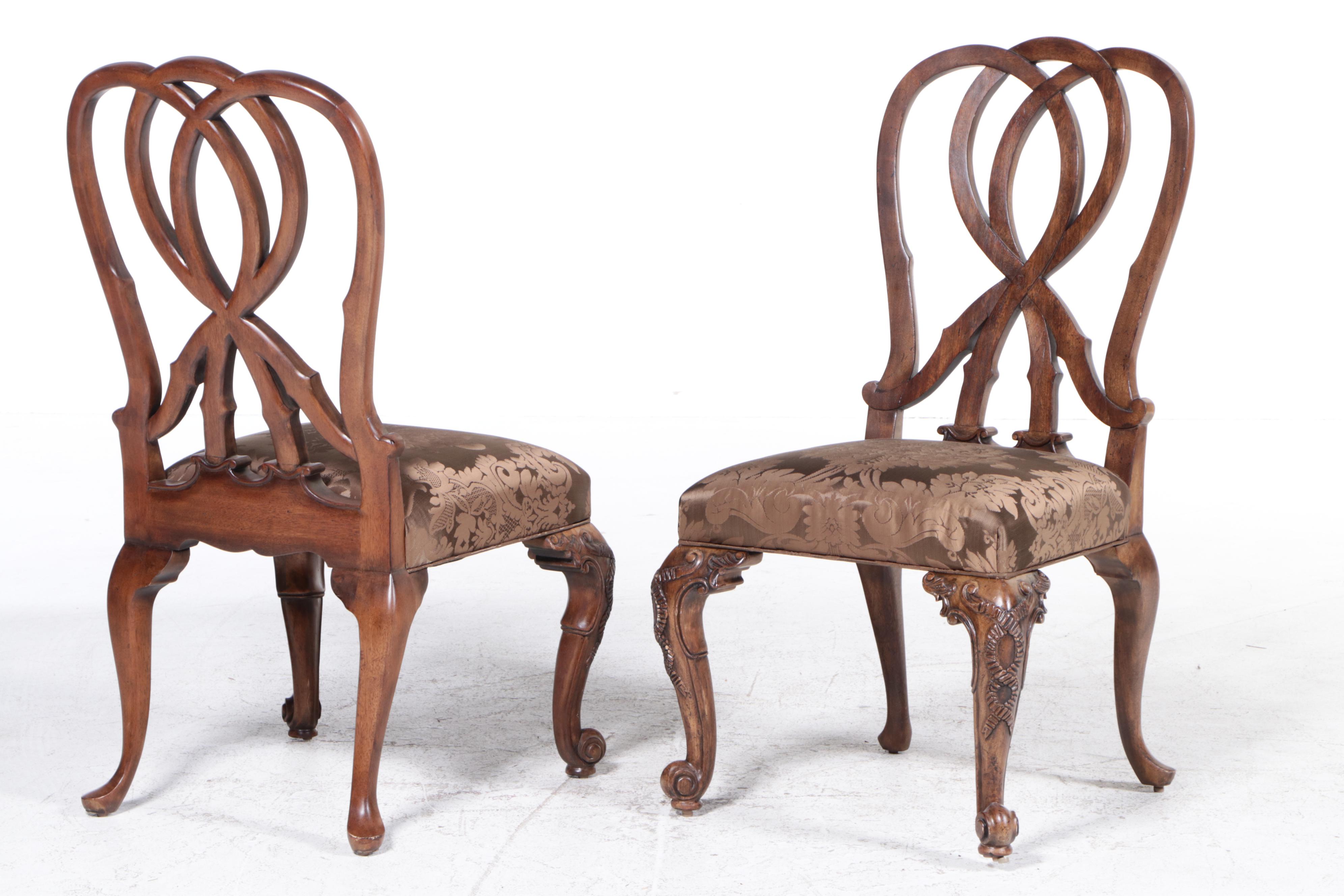 Henredon Georgian Style Glass Top Pedestal Dining Table and Chairs