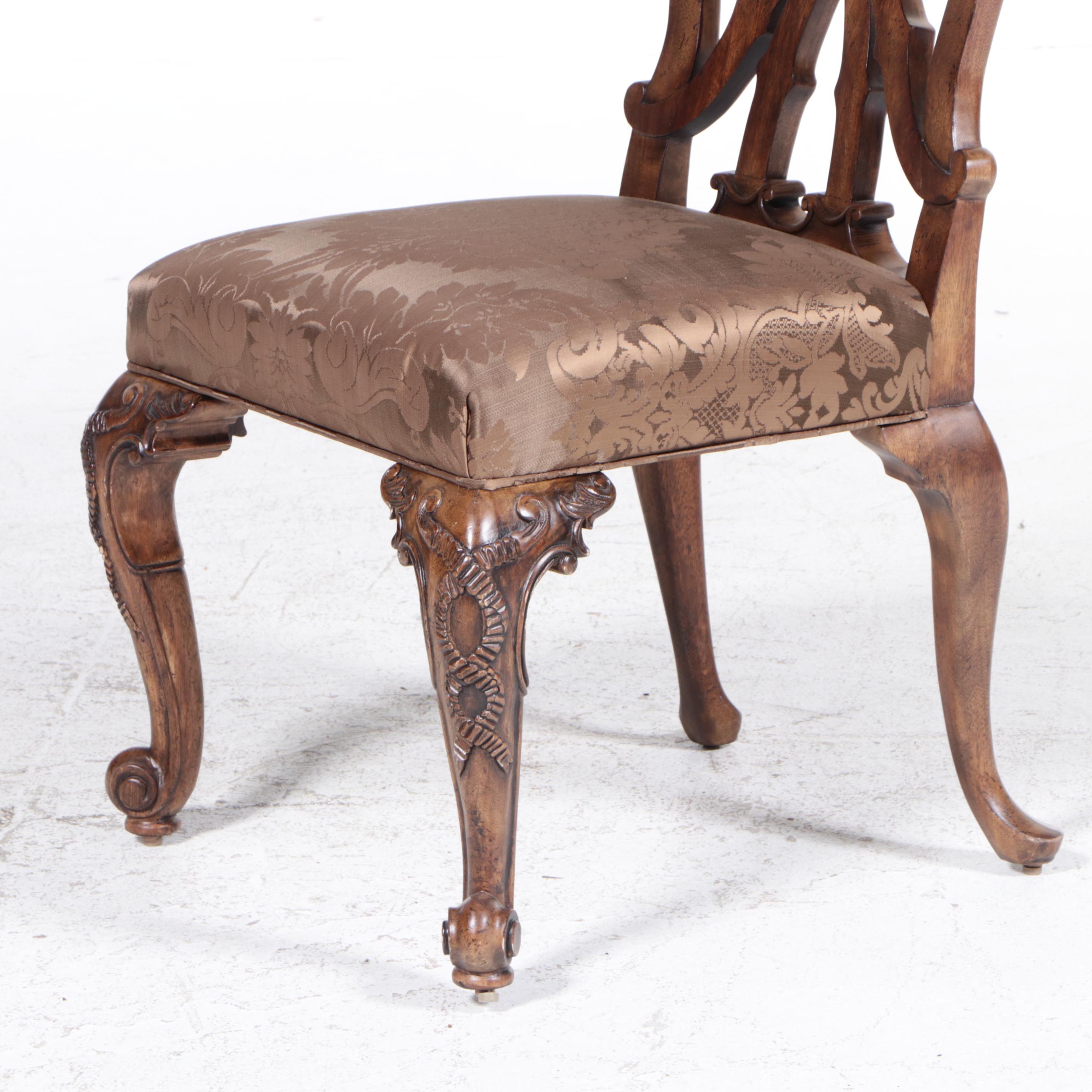 Henredon Georgian Style Glass Top Pedestal Dining Table and Chairs