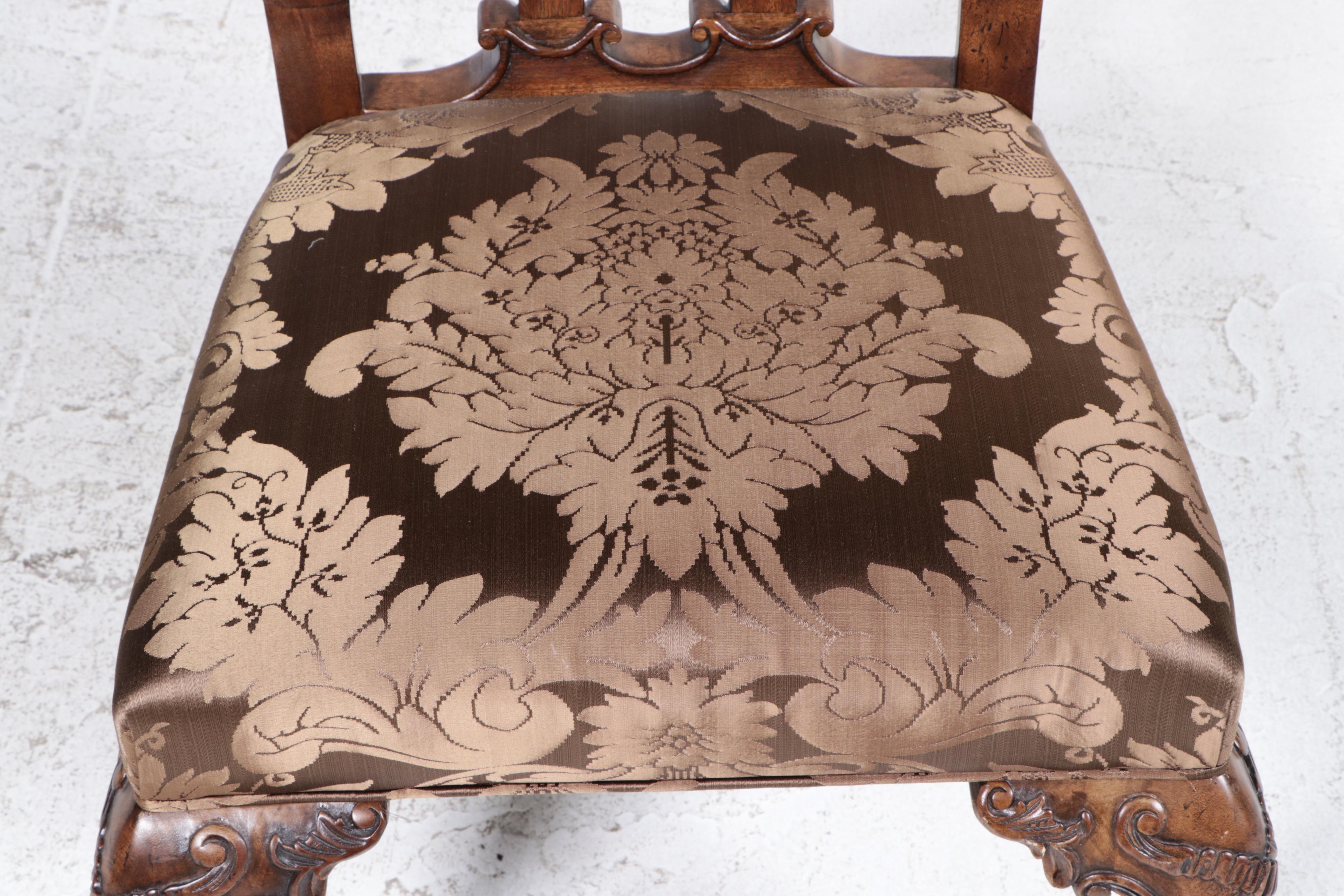 Henredon Georgian Style Glass Top Pedestal Dining Table and Chairs