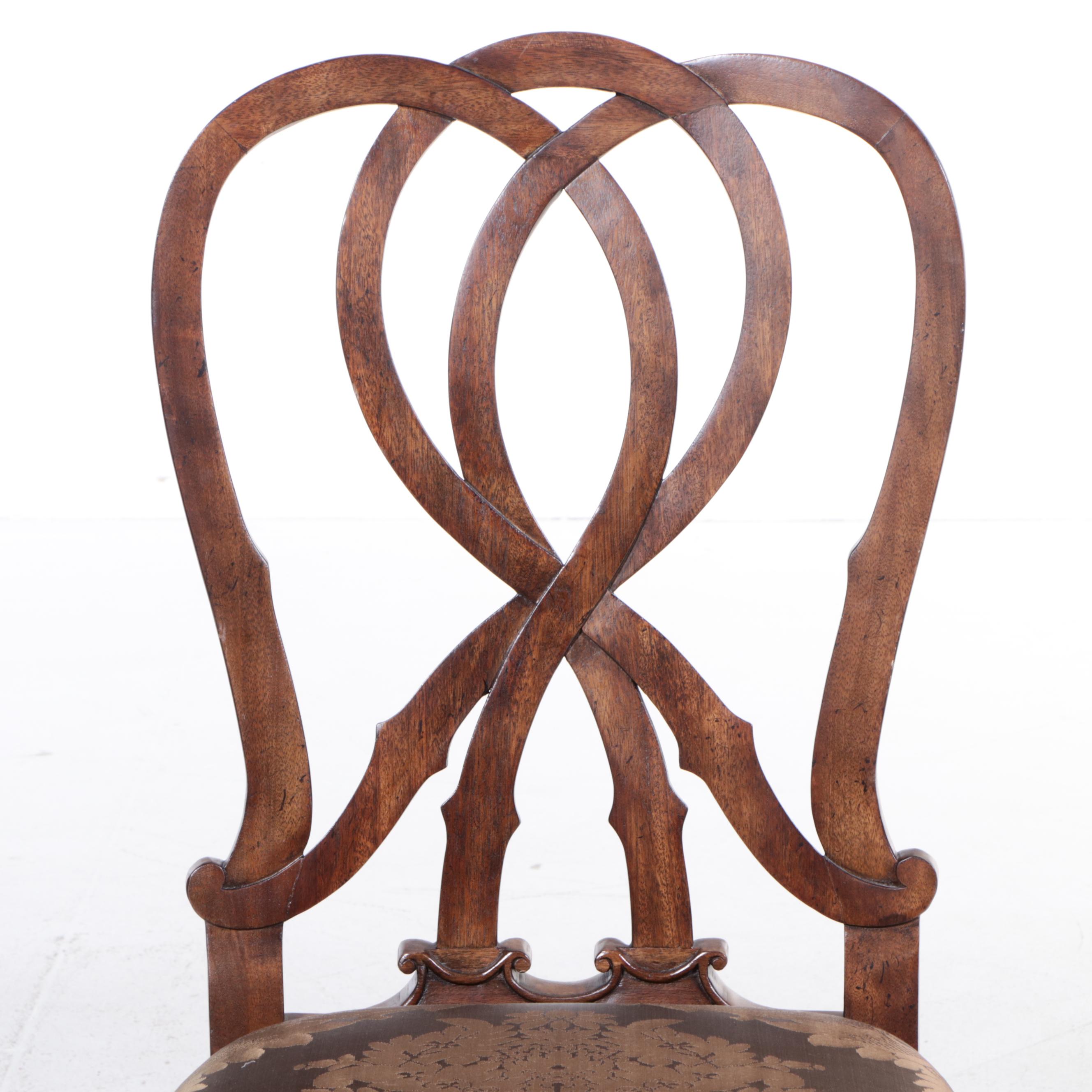 Henredon Georgian Style Glass Top Pedestal Dining Table and Chairs