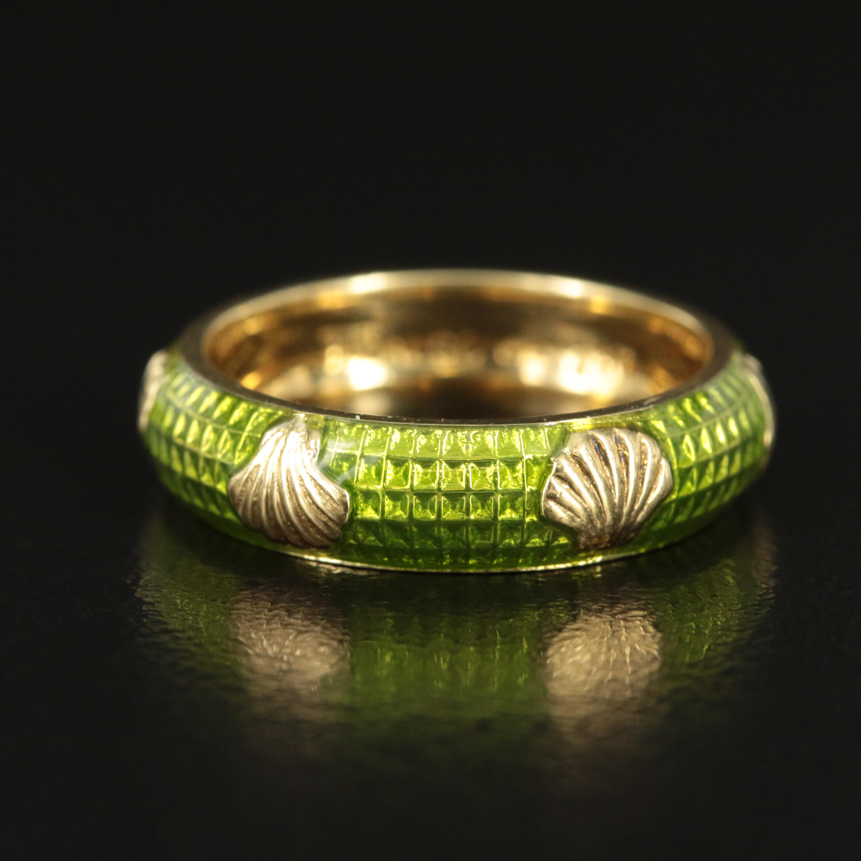 Hidalgo 18K Paillonne Scallop Shell Enamel Band