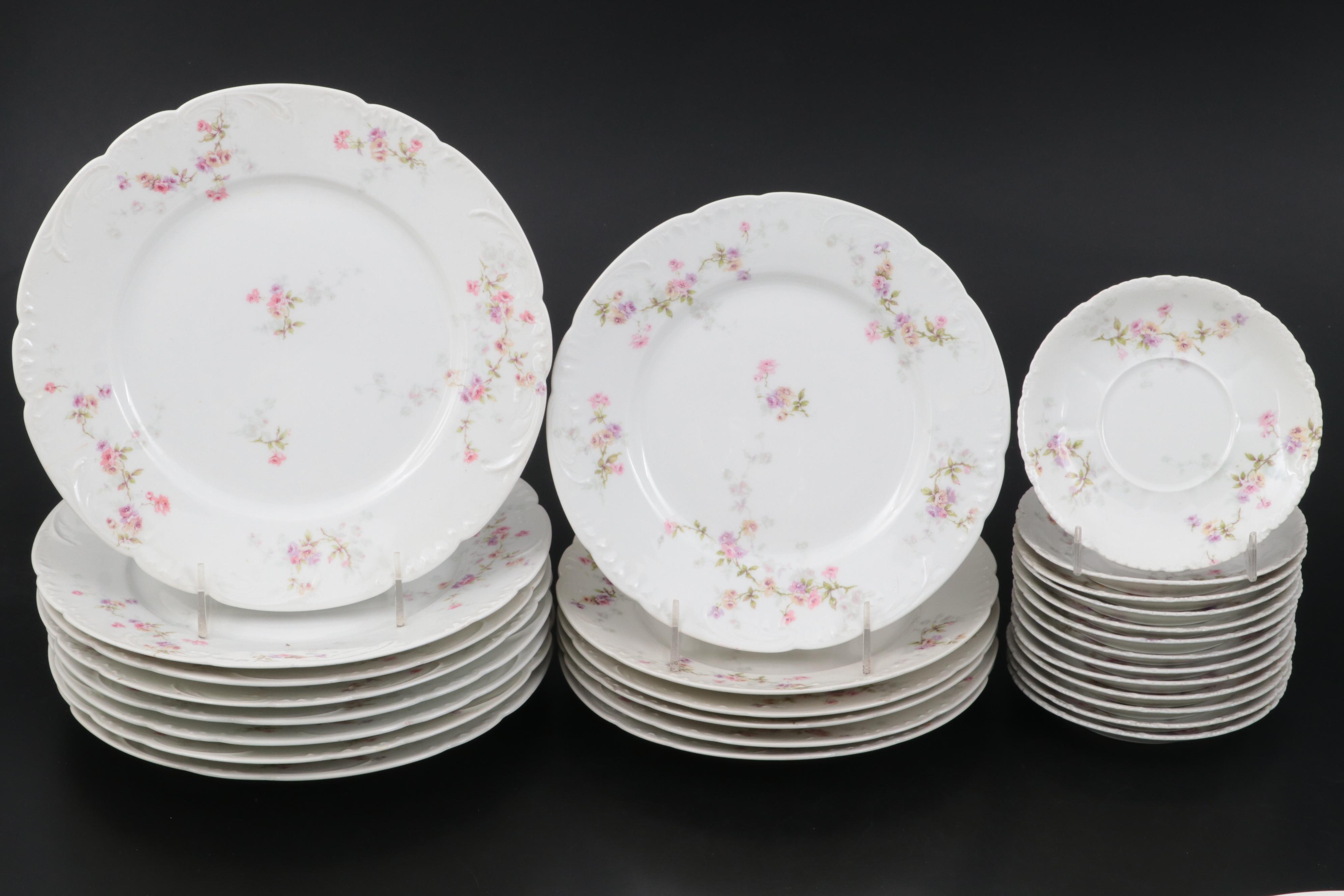 Haviland and Other Limoges Floral Pattern Porcelain Plates with More Tableware