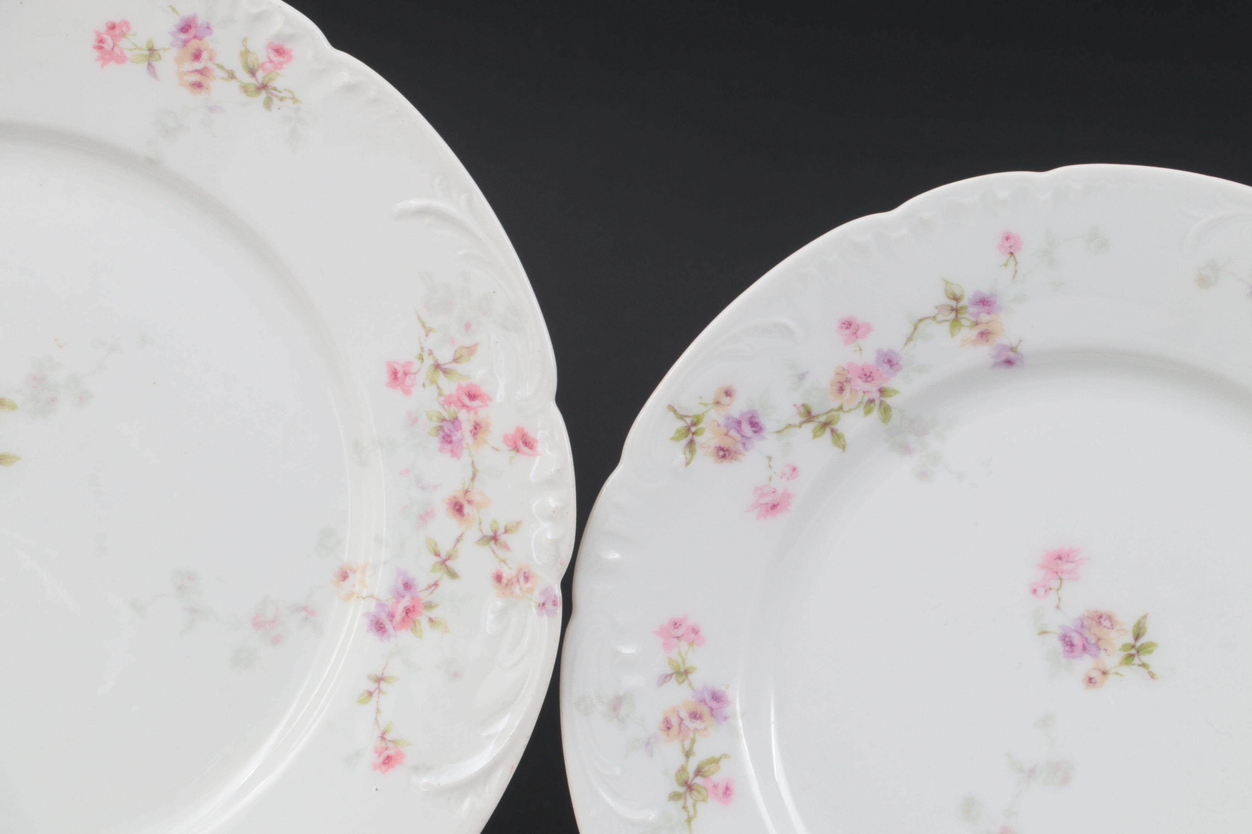 Haviland and Other Limoges Floral Pattern Porcelain Plates with More Tableware