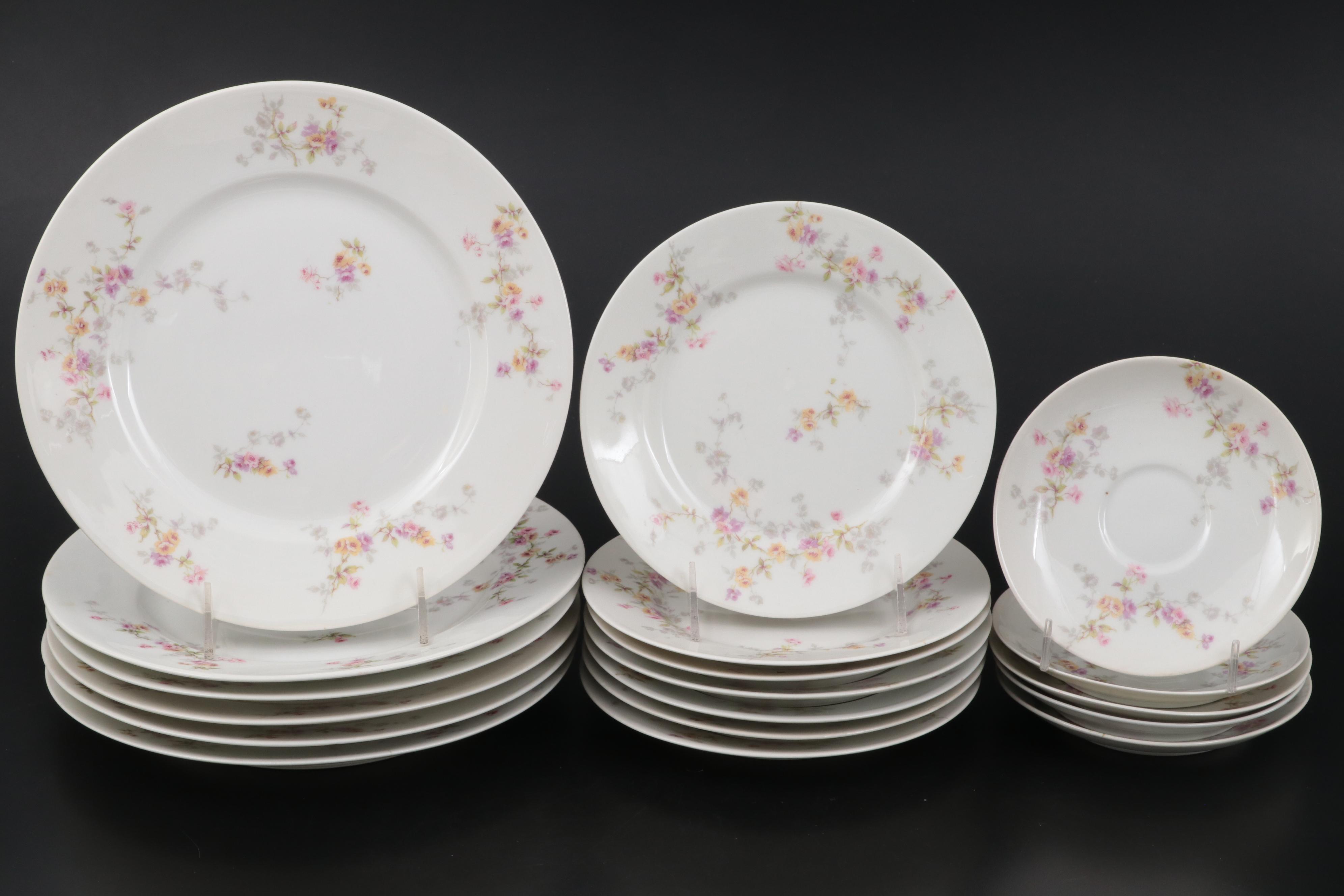 Haviland and Other Limoges Floral Pattern Porcelain Plates with More Tableware