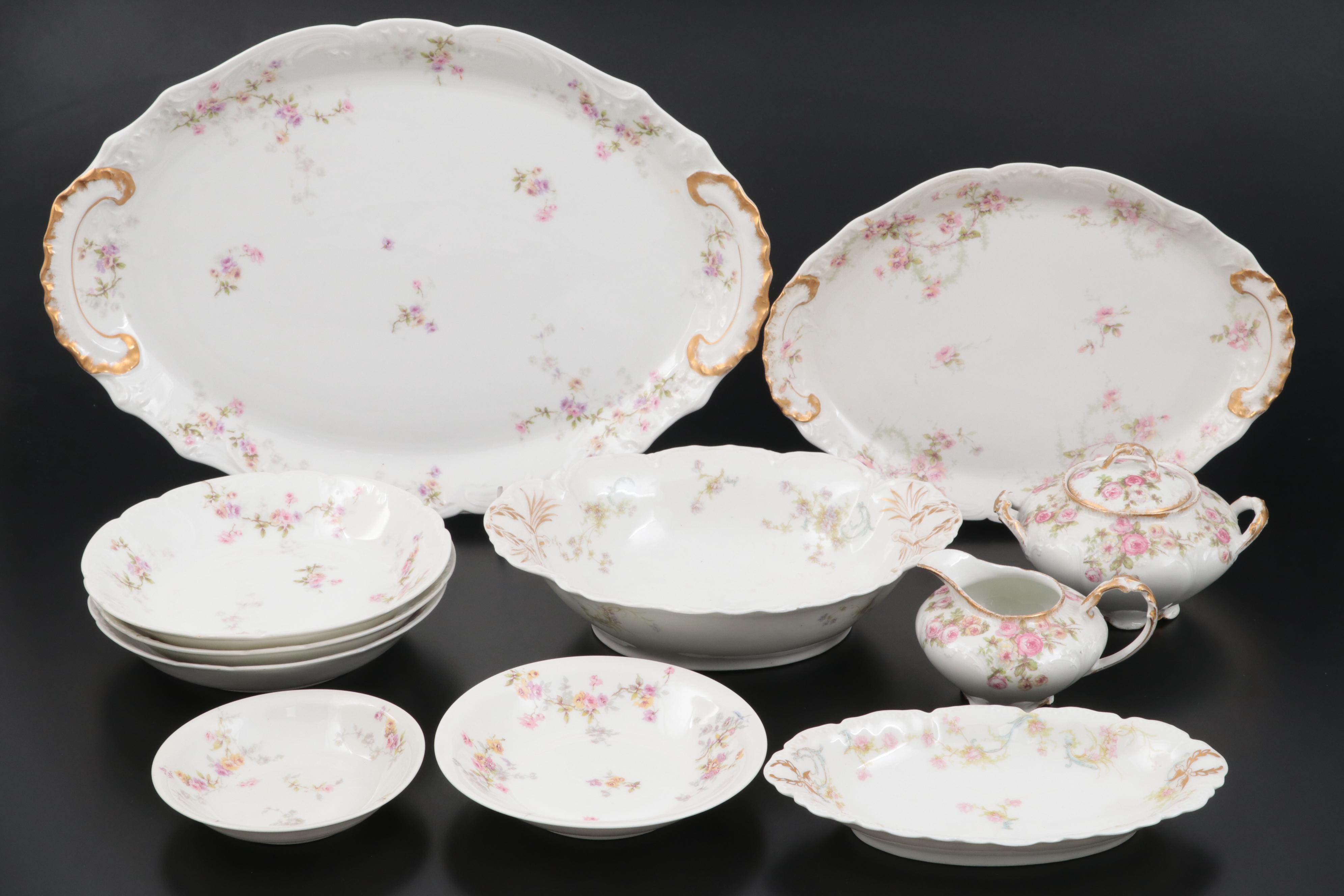 Haviland and Other Limoges Floral Pattern Porcelain Plates with More Tableware
