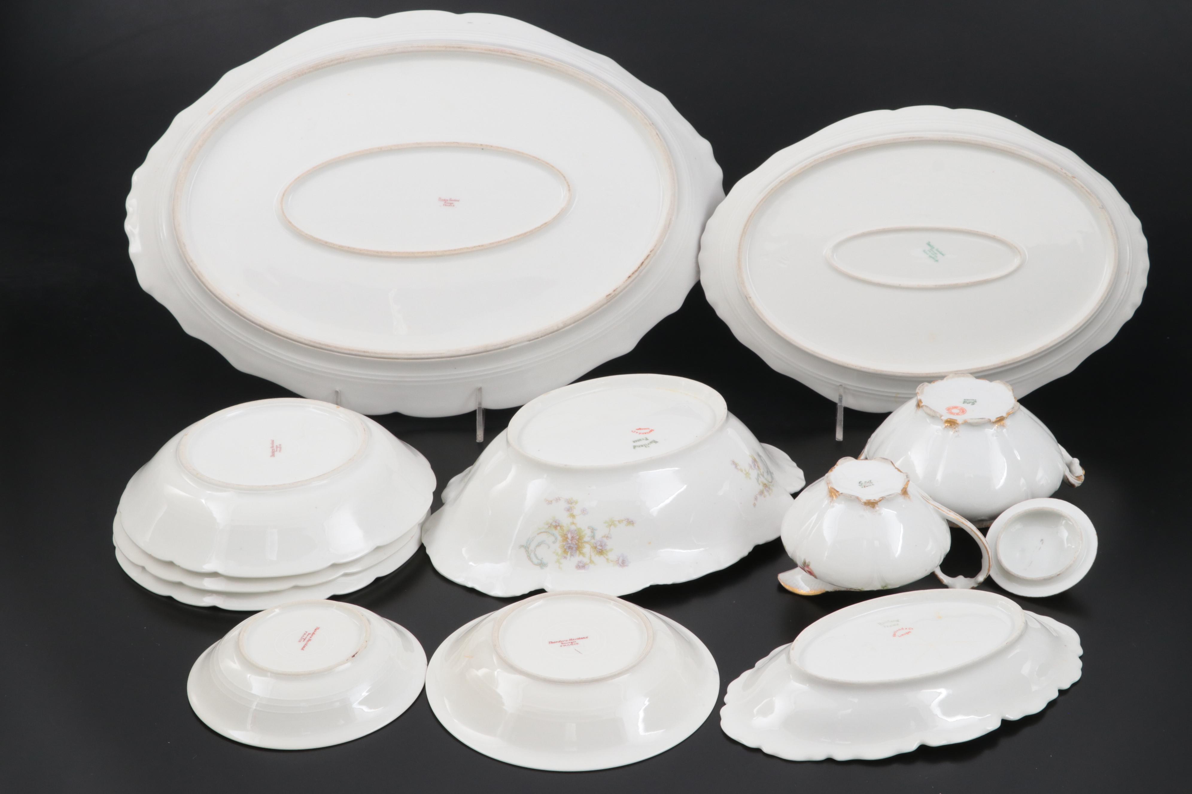 Haviland and Other Limoges Floral Pattern Porcelain Plates with More Tableware