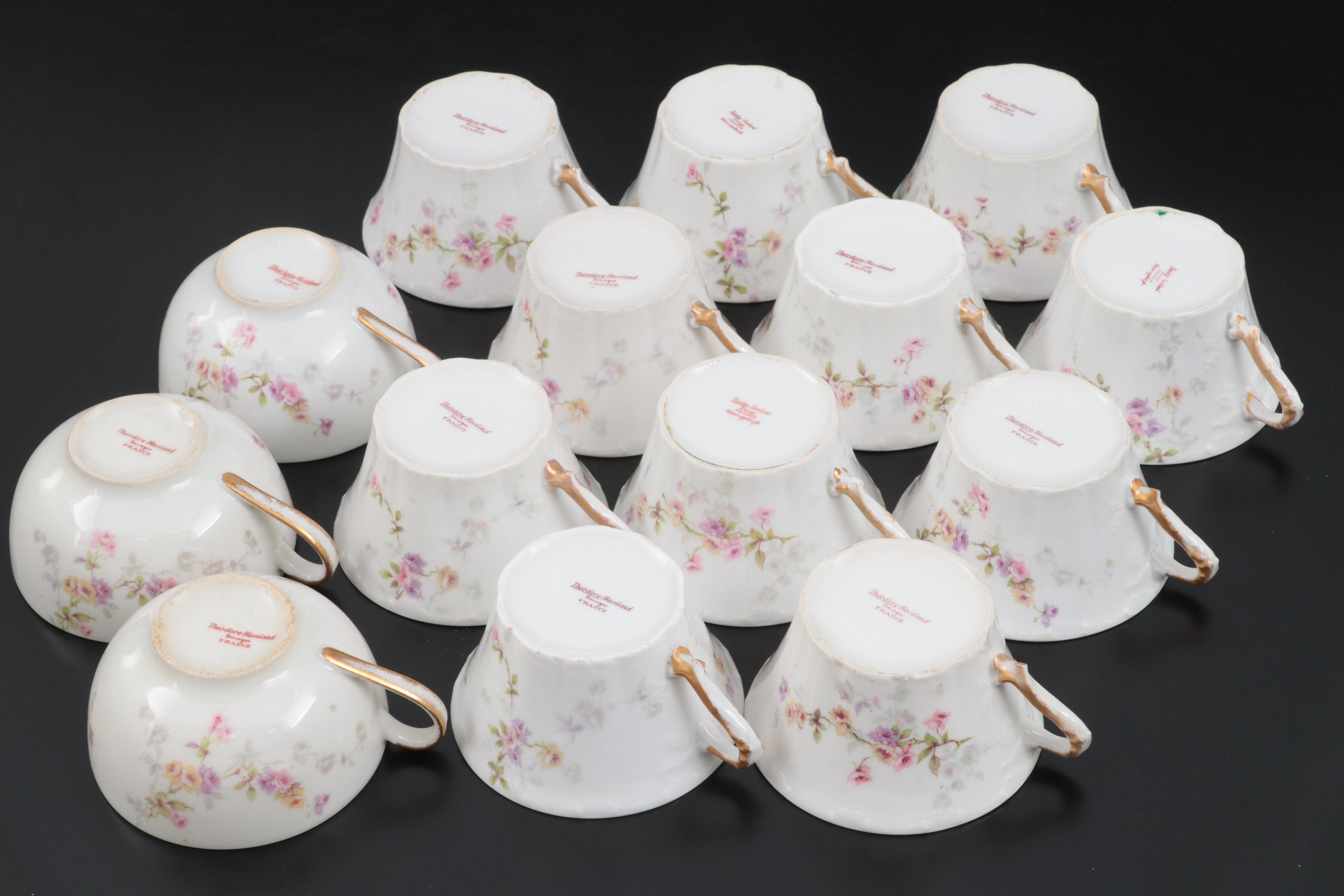 Haviland and Other Limoges Floral Pattern Porcelain Plates with More Tableware