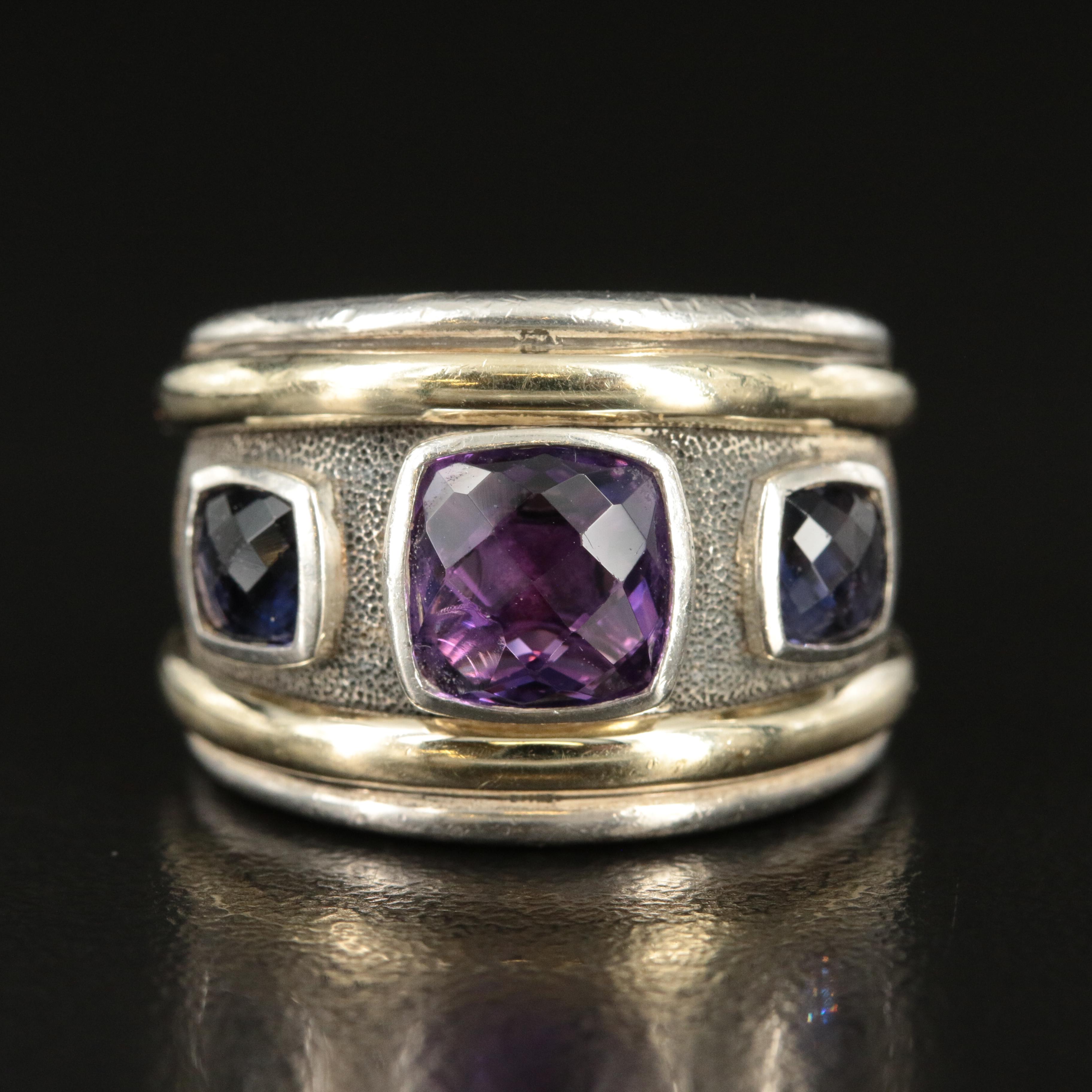 David Yurman "Renaissance®" Sterling, 14K, Amethyst and Iolite Ring