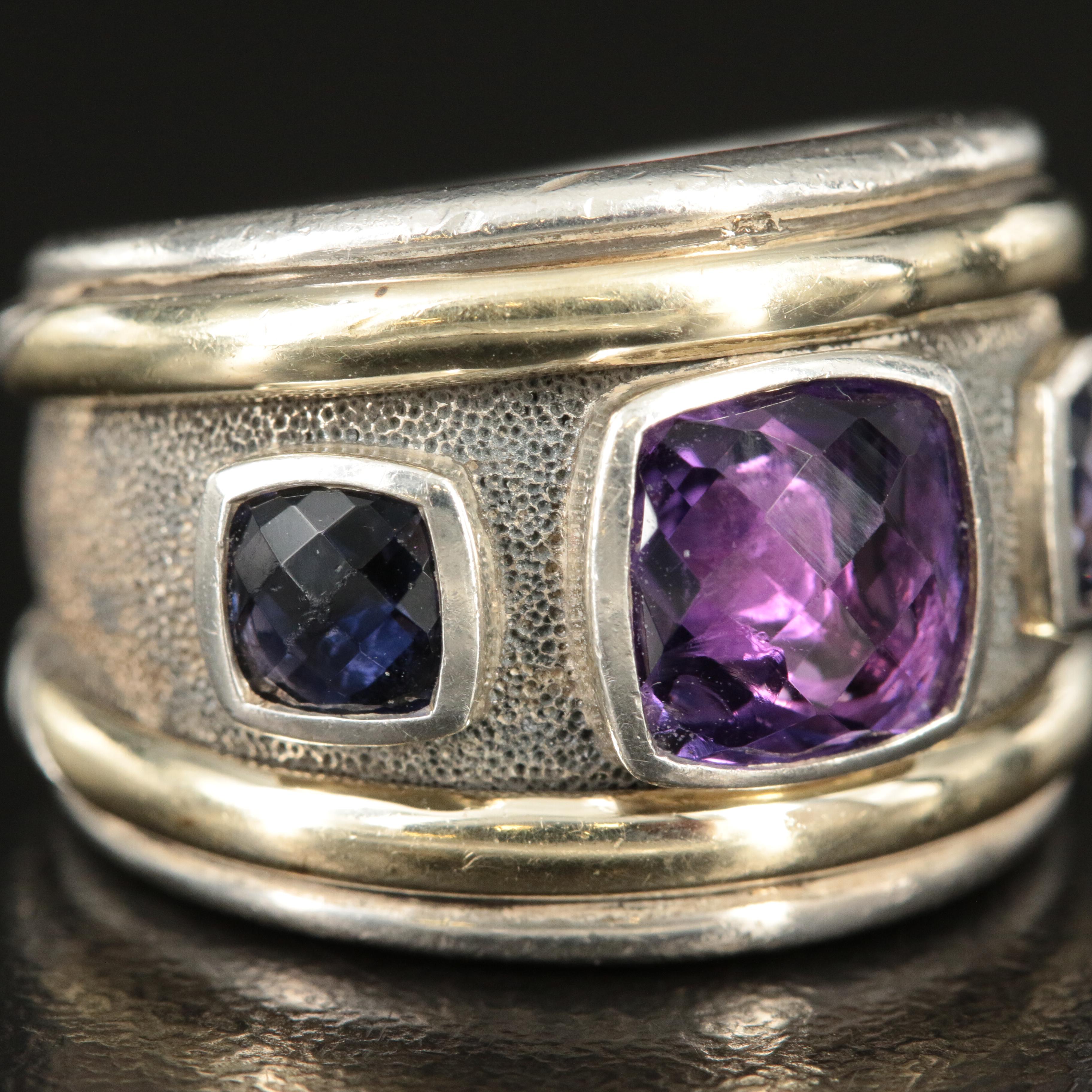 David Yurman "Renaissance®" Sterling, 14K, Amethyst and Iolite Ring