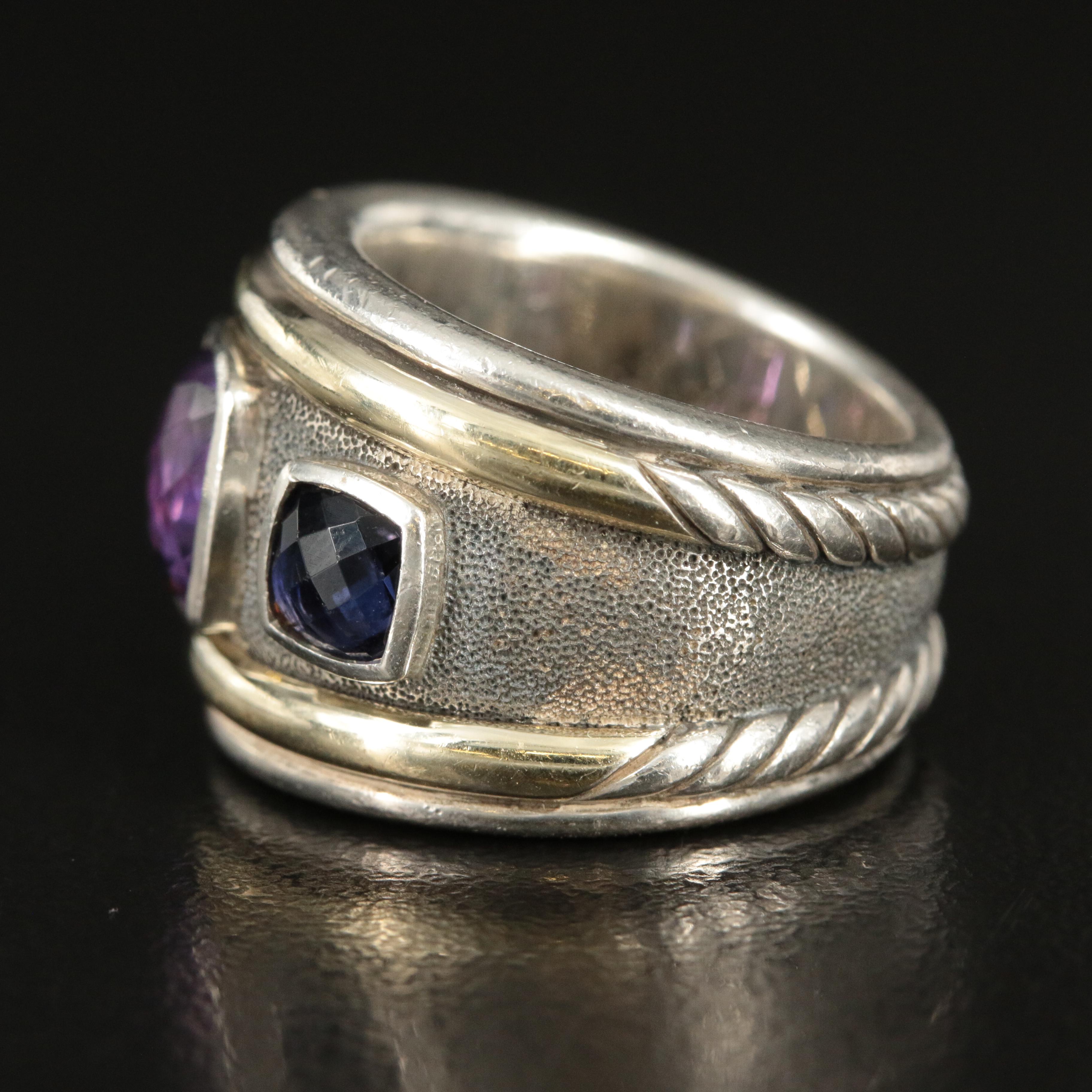 David Yurman "Renaissance®" Sterling, 14K, Amethyst and Iolite Ring