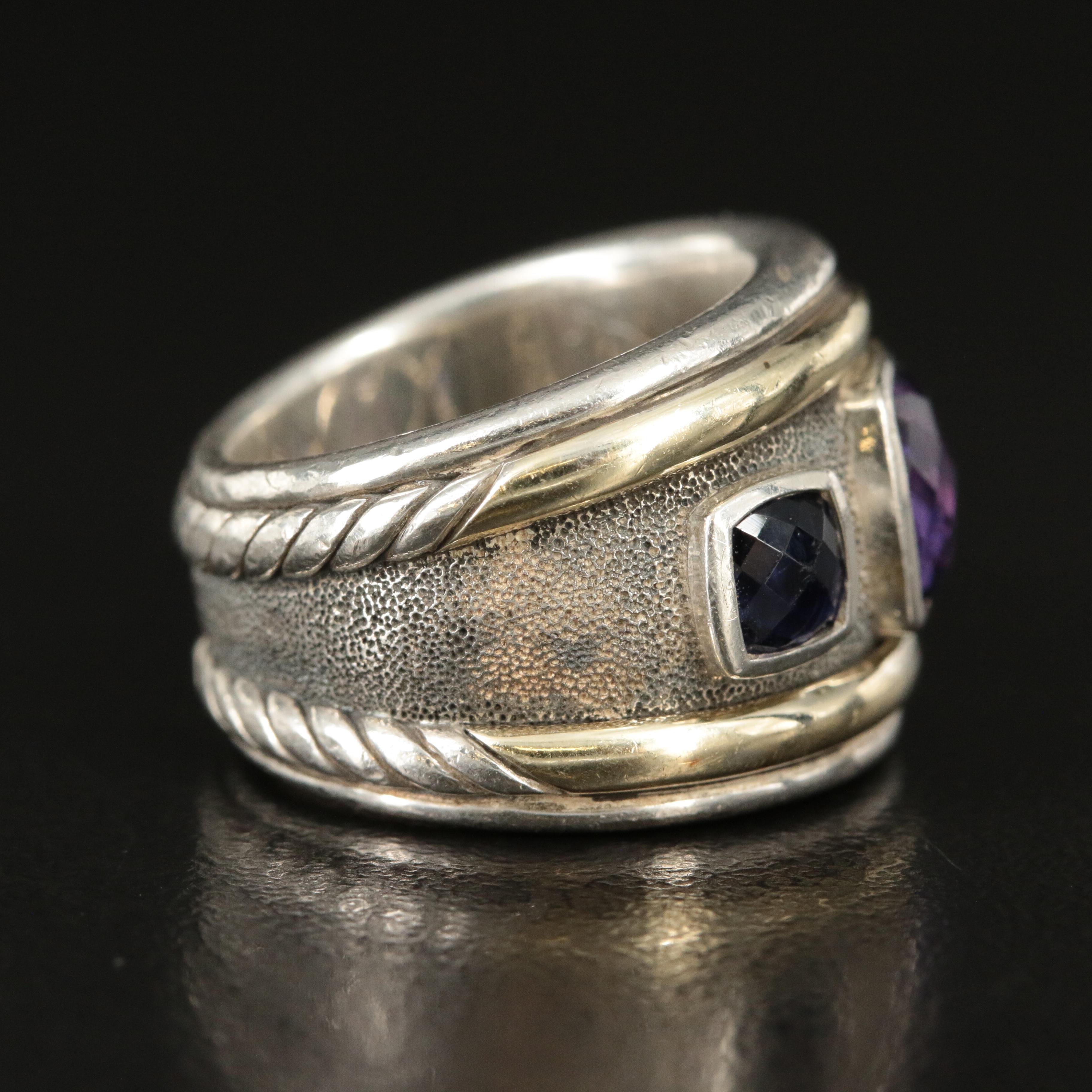 David Yurman "Renaissance®" Sterling, 14K, Amethyst and Iolite Ring