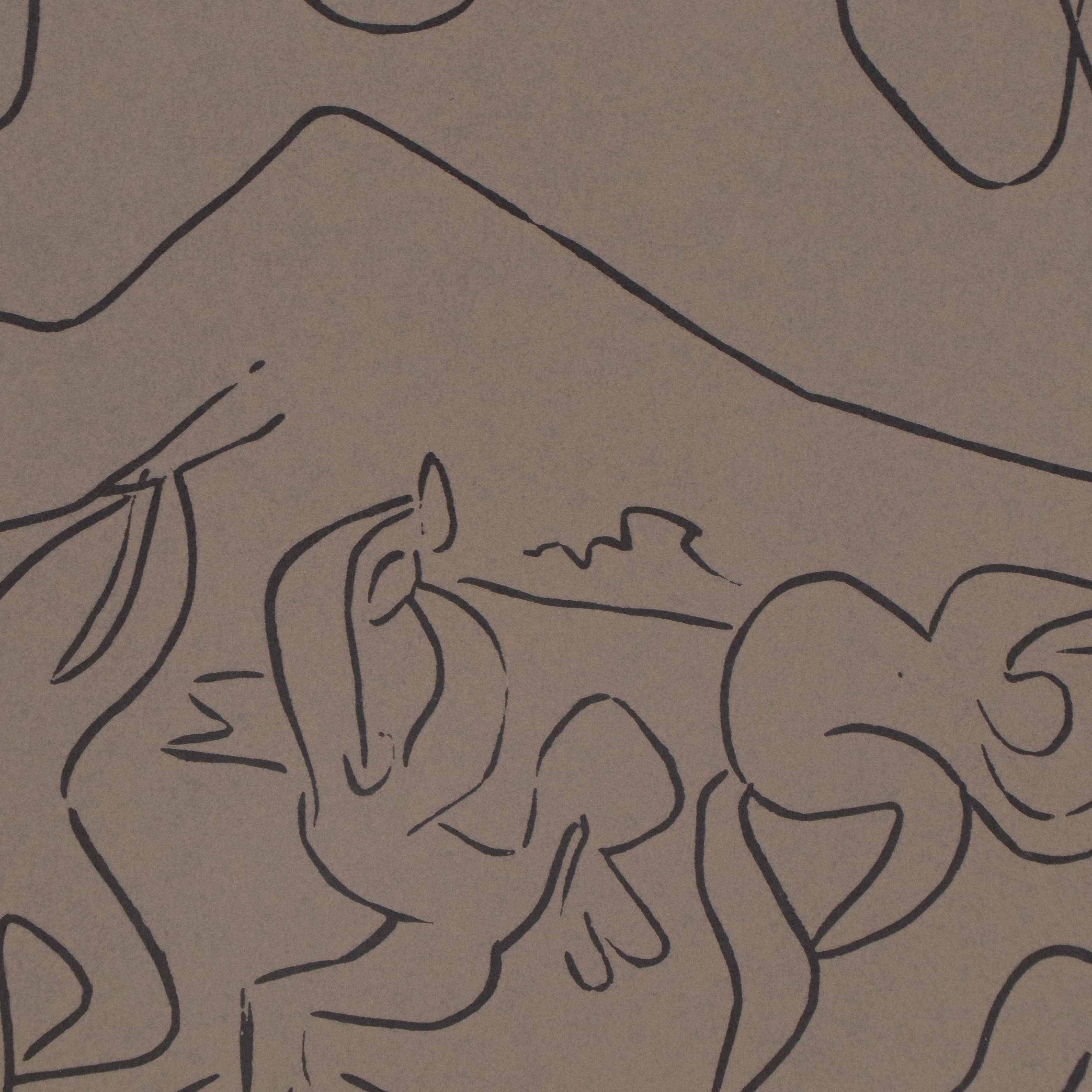 Pablo Picasso Linoleum Cuts "Bacchanal" and "Bacchanal with Bull," 1962