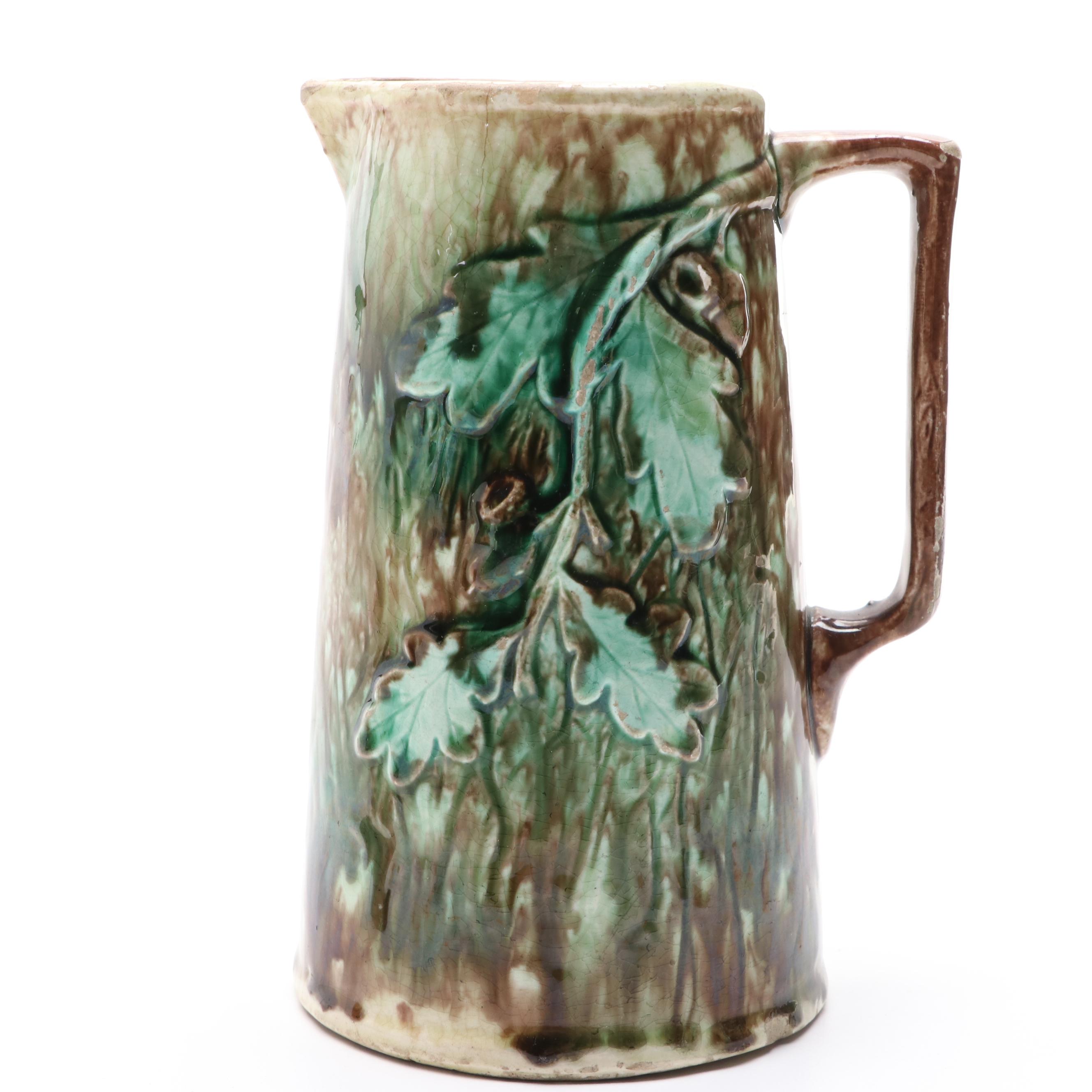 English and Other Majolica Pitchers, Late 19th/ Early 20th Century