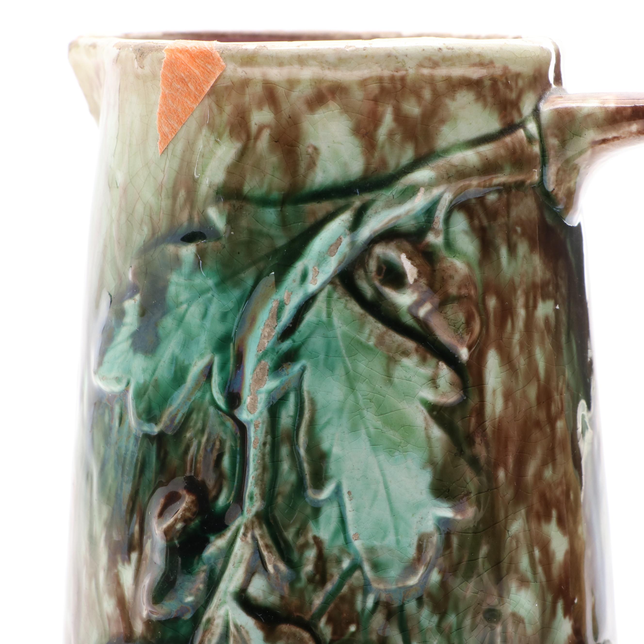 English and Other Majolica Pitchers, Late 19th/ Early 20th Century