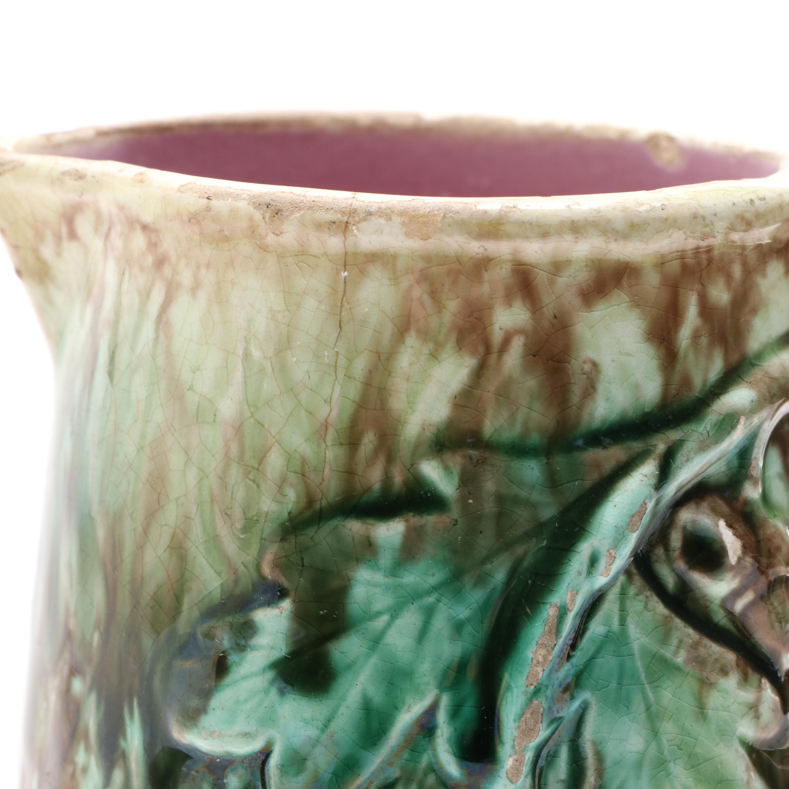 English and Other Majolica Pitchers, Late 19th/ Early 20th Century