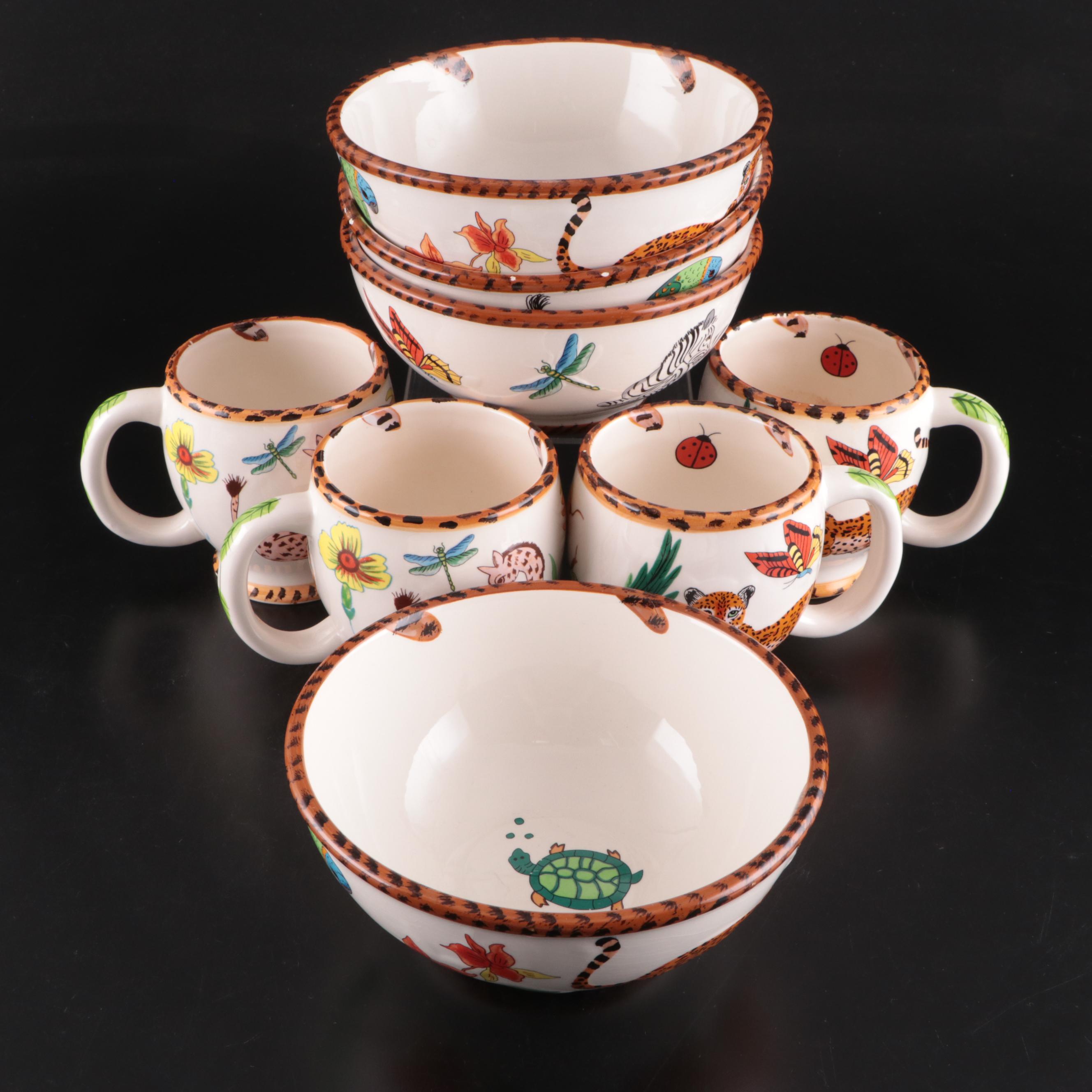 Lynn Chase "Jungle Jubilee" Ceramic Bowls and Mugs