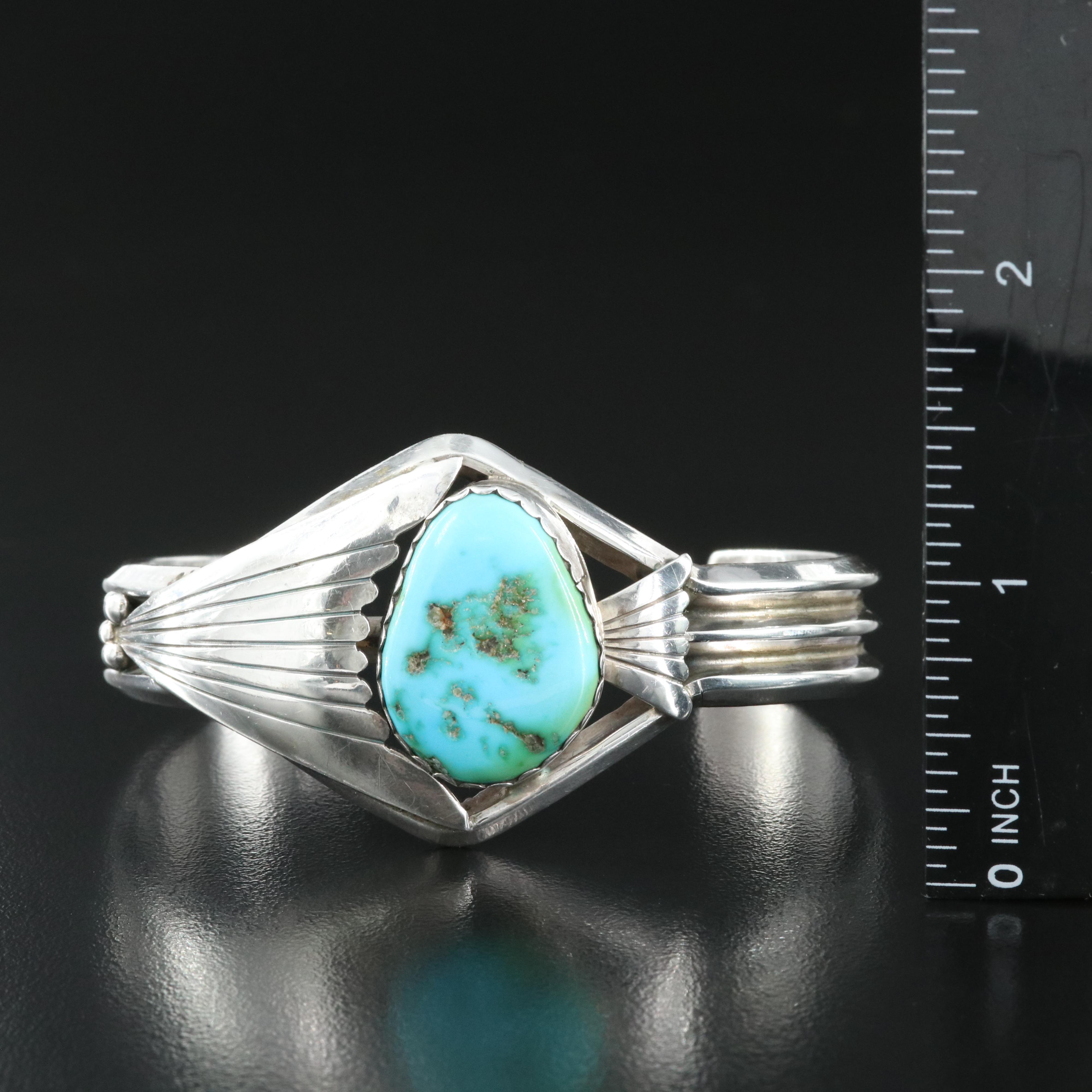 Western Style Sterling Turquoise Cuff