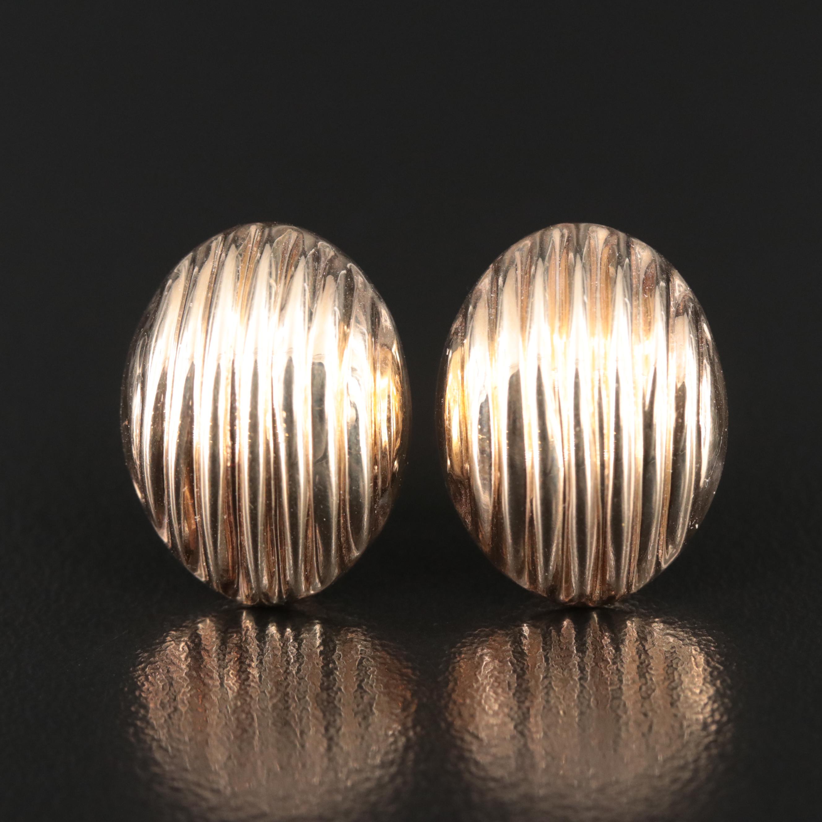 14K Fluted Button Earrings