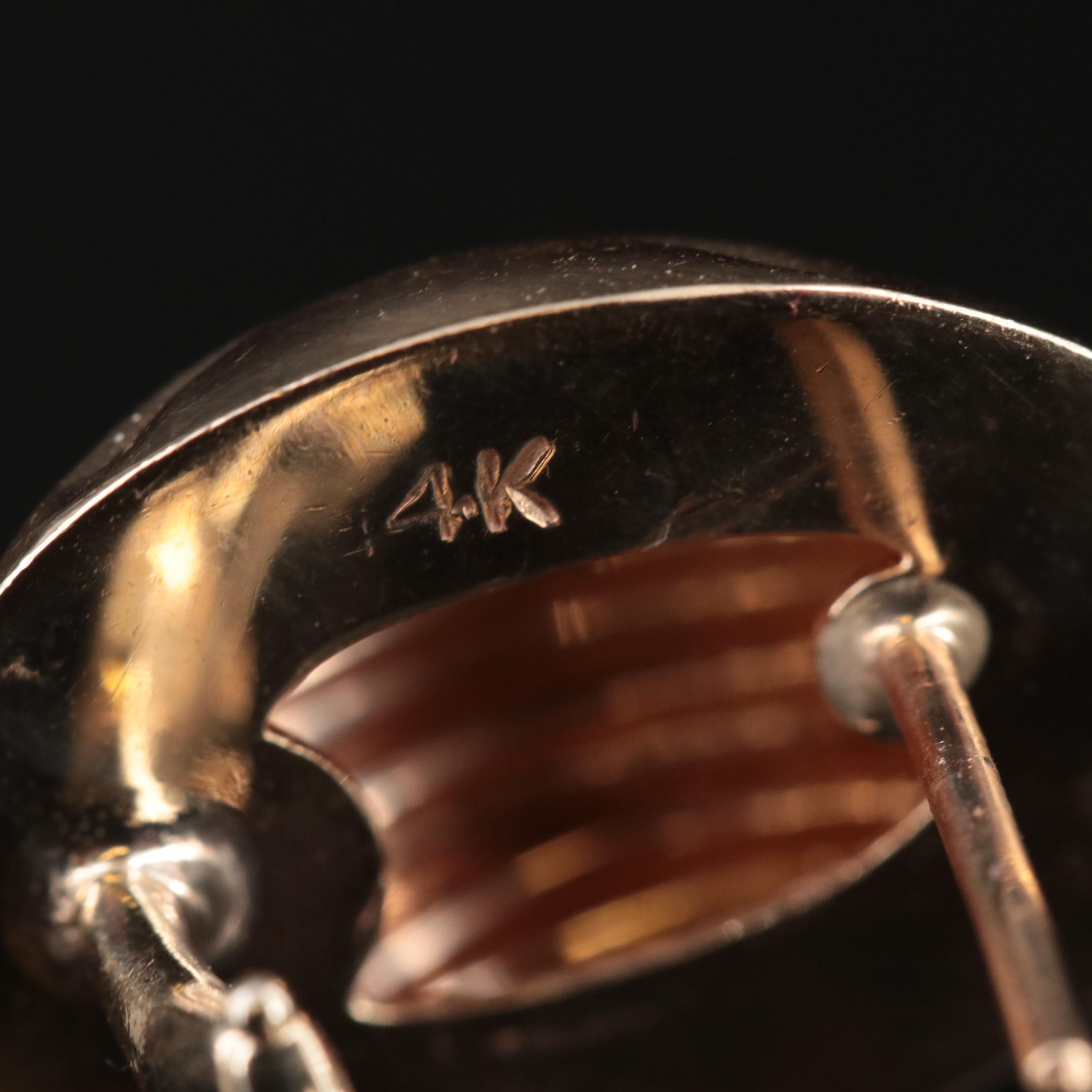 14K Fluted Button Earrings