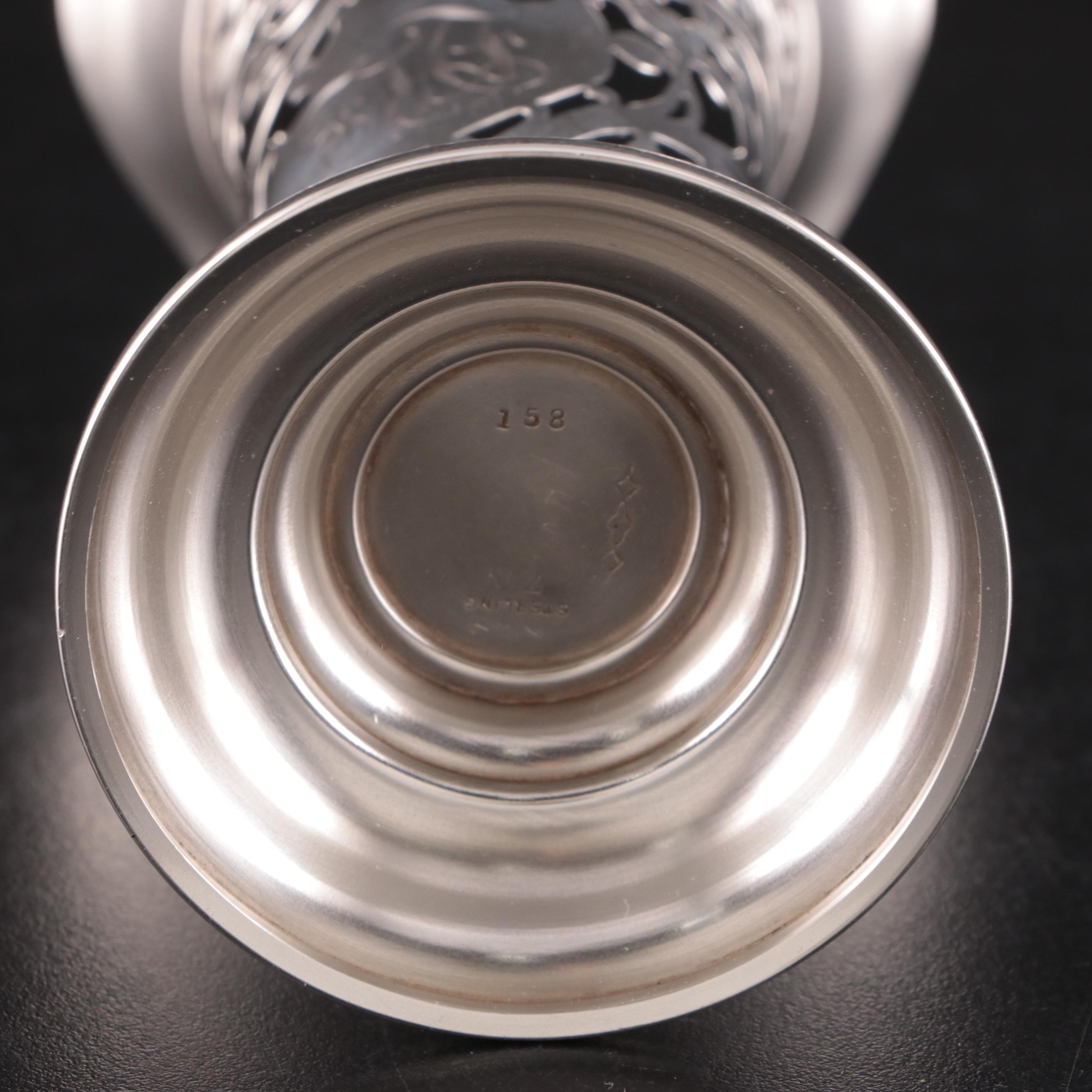 Graff, Washbourne & Dunn Openwork Sterling Silver Trumpet Vase Holder