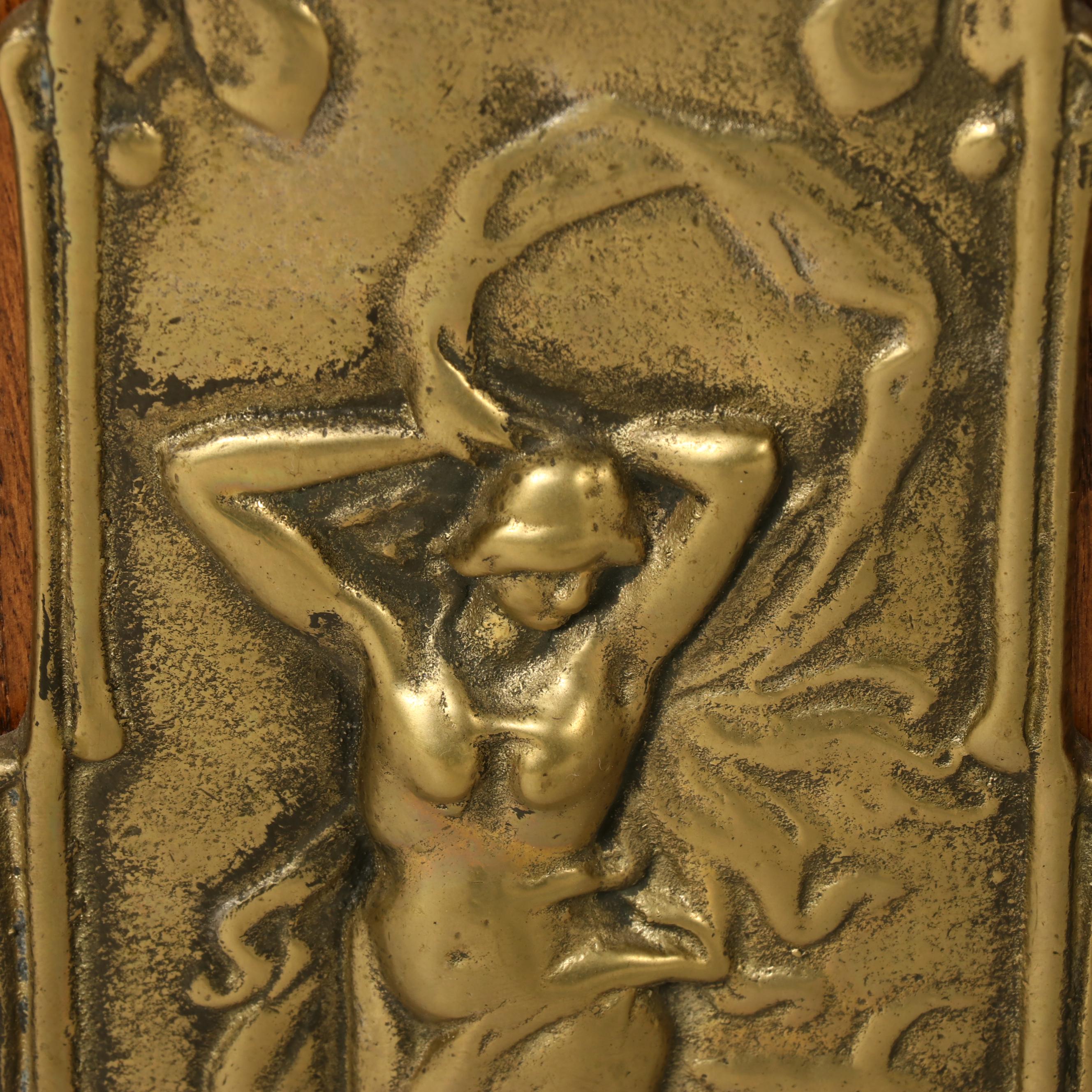 Art Nouveau Style Brass-Mounted Oak Slot Machine Cabinet, Late 20th Century