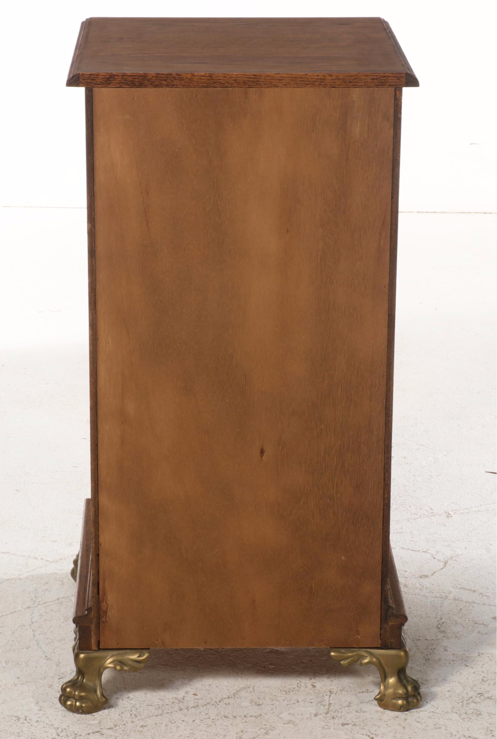 Art Nouveau Style Brass-Mounted Oak Slot Machine Cabinet, Late 20th Century