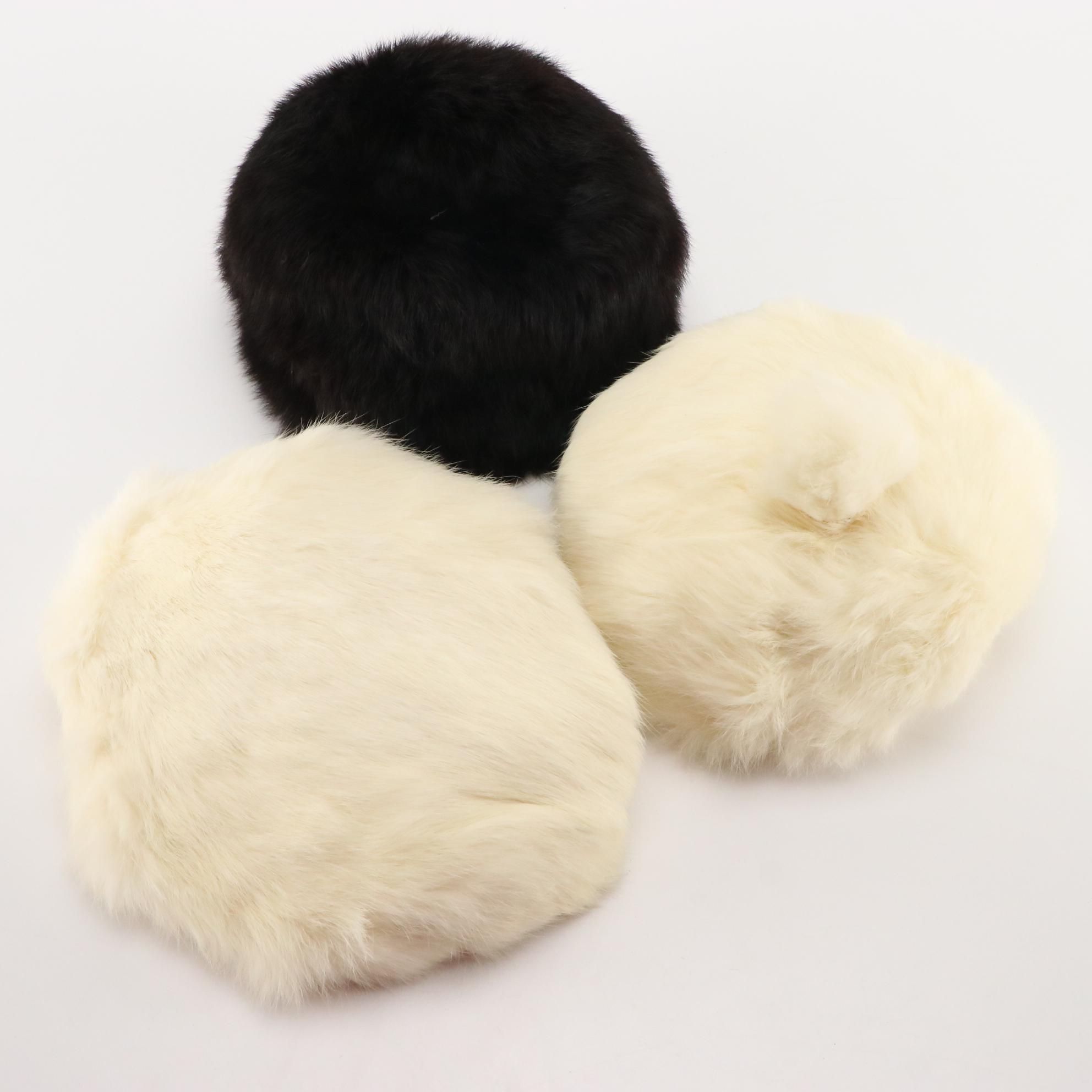 Black and White Rabbit Fur Hats