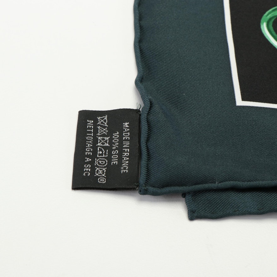 Hermès Lift Profile Vert Black Gris Silk Scarf | EBTH
