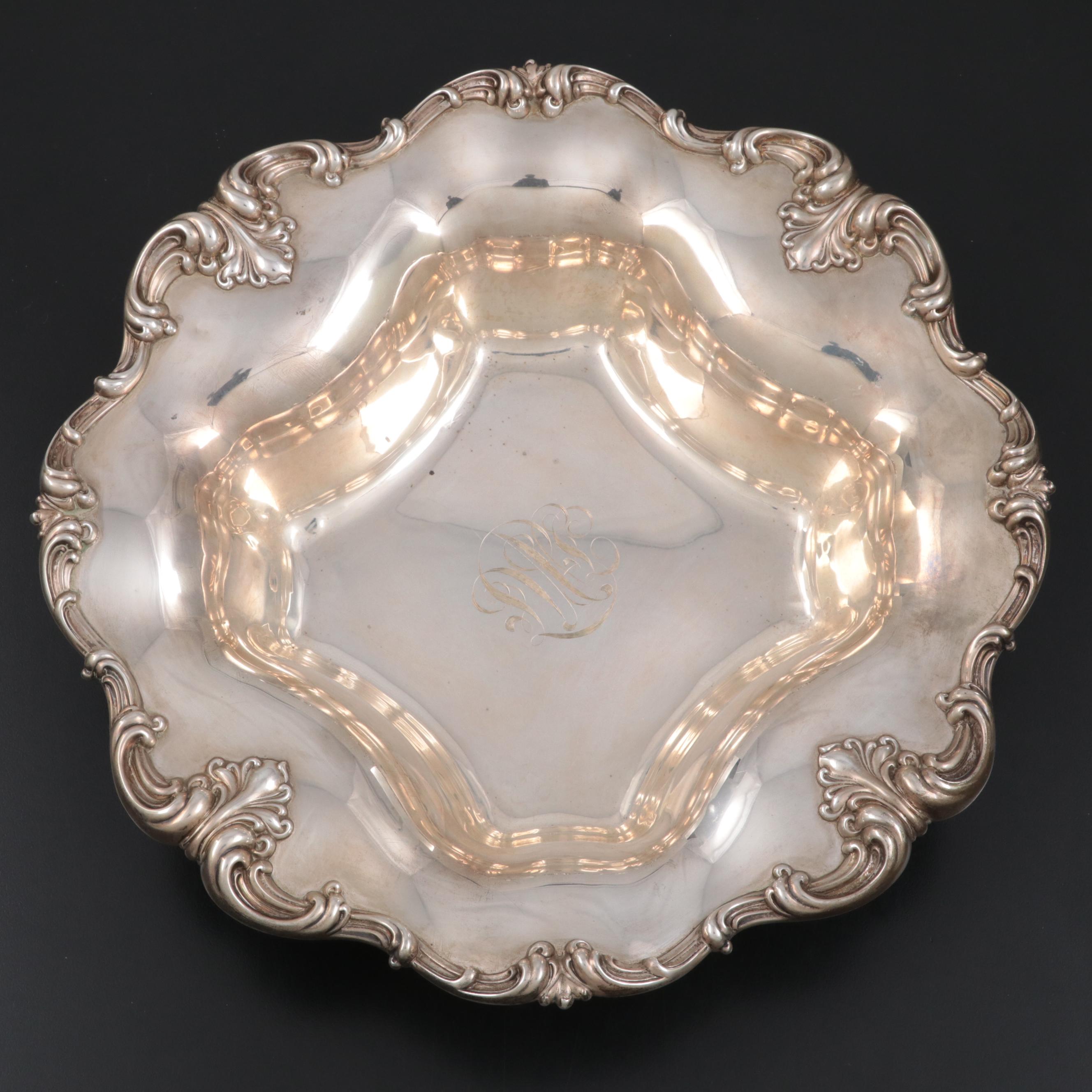 Frank M. Whiting Sterling Silver Bowl with Scrolling Foliate Rim