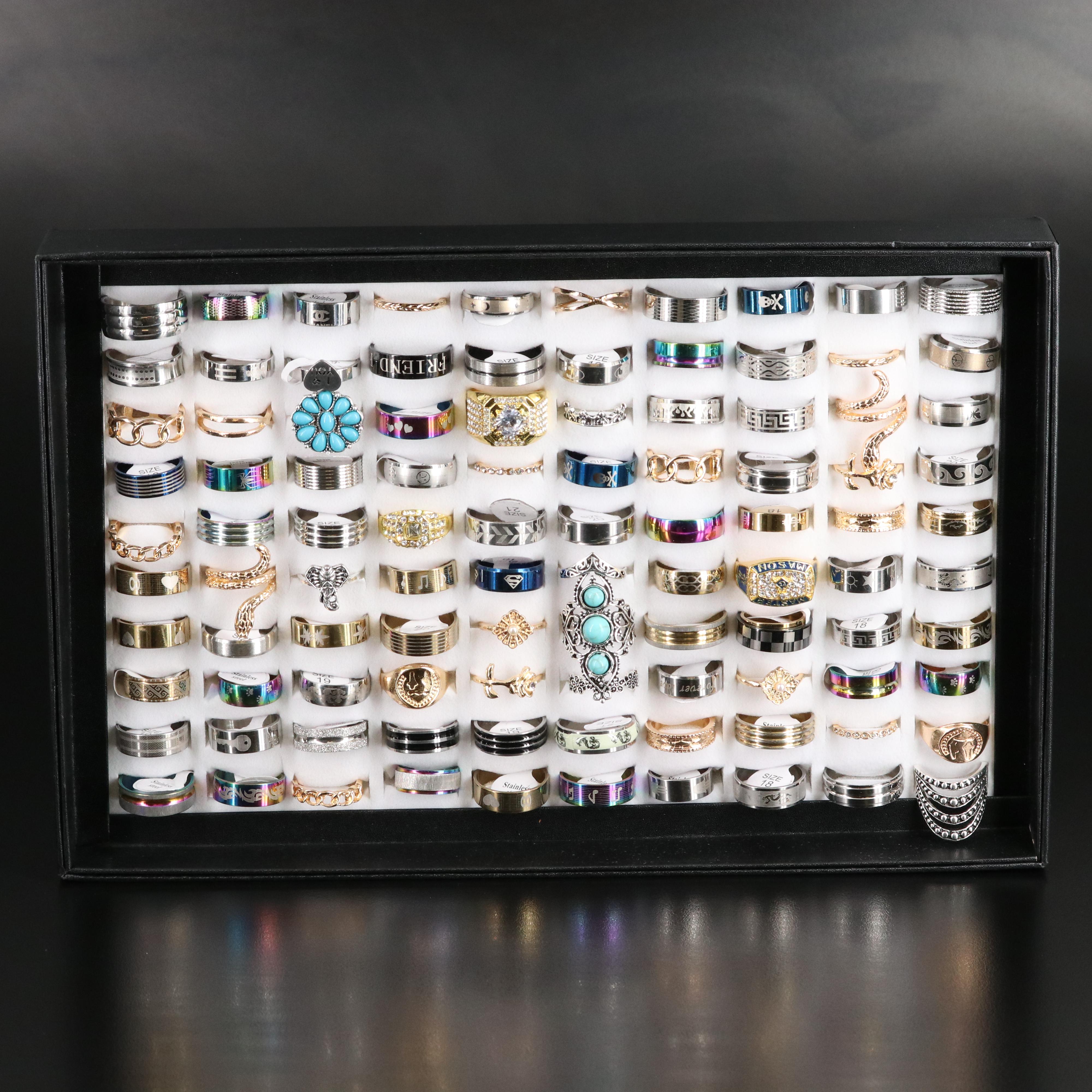 Stainless Steel Costume Rings Including Plastic