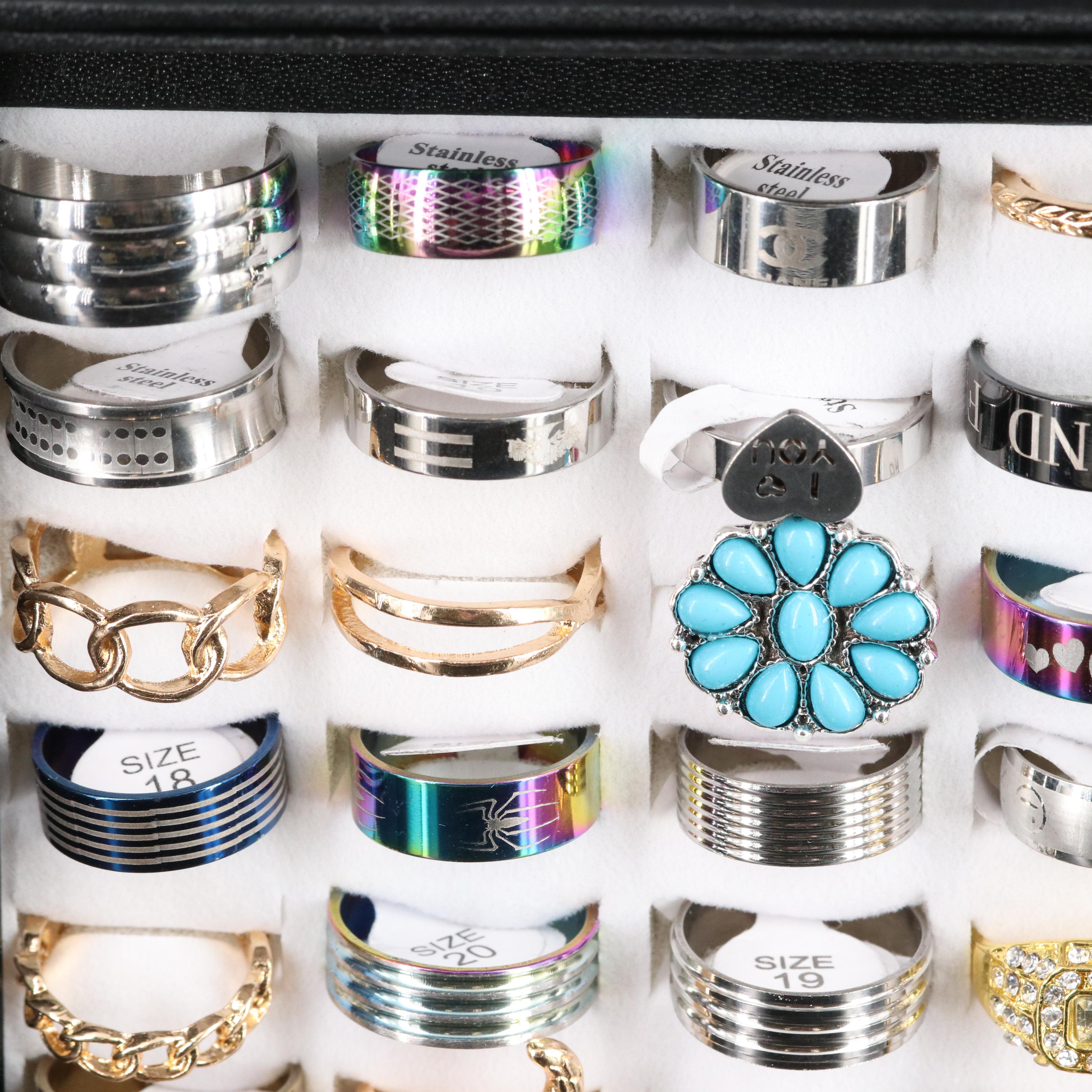 Stainless Steel Costume Rings Including Plastic