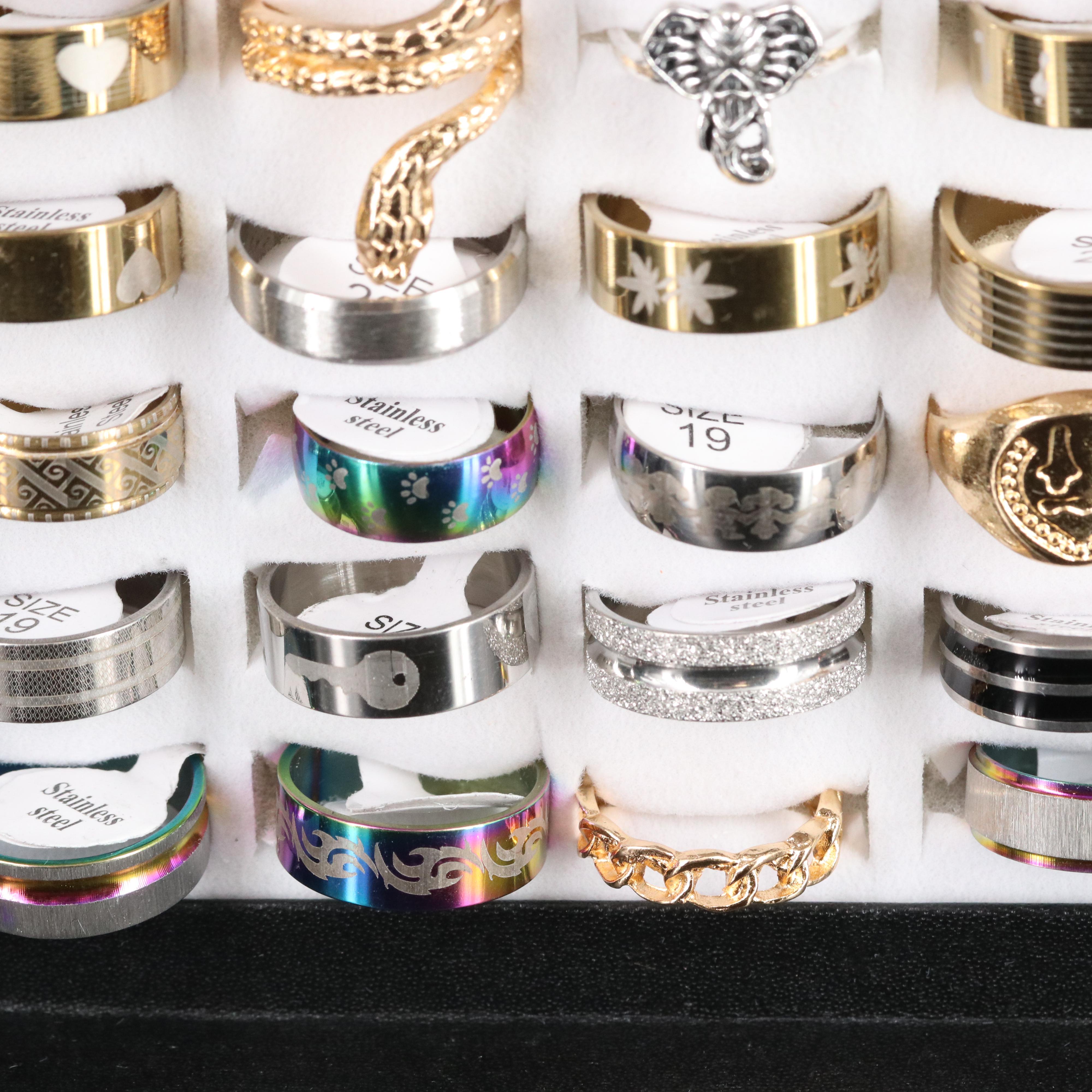 Stainless Steel Costume Rings Including Plastic