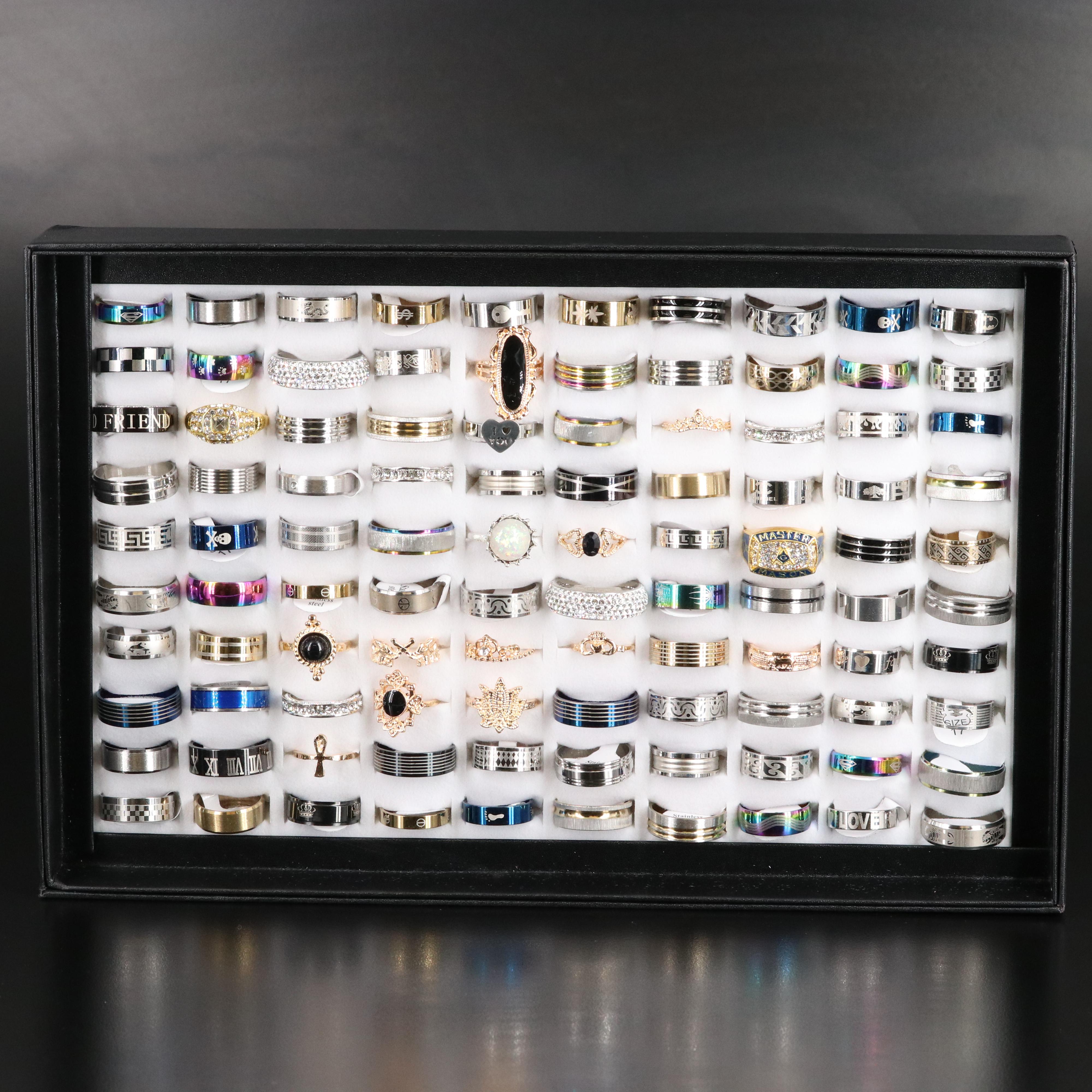 Stainless Steel Costume Rings Including Plastic