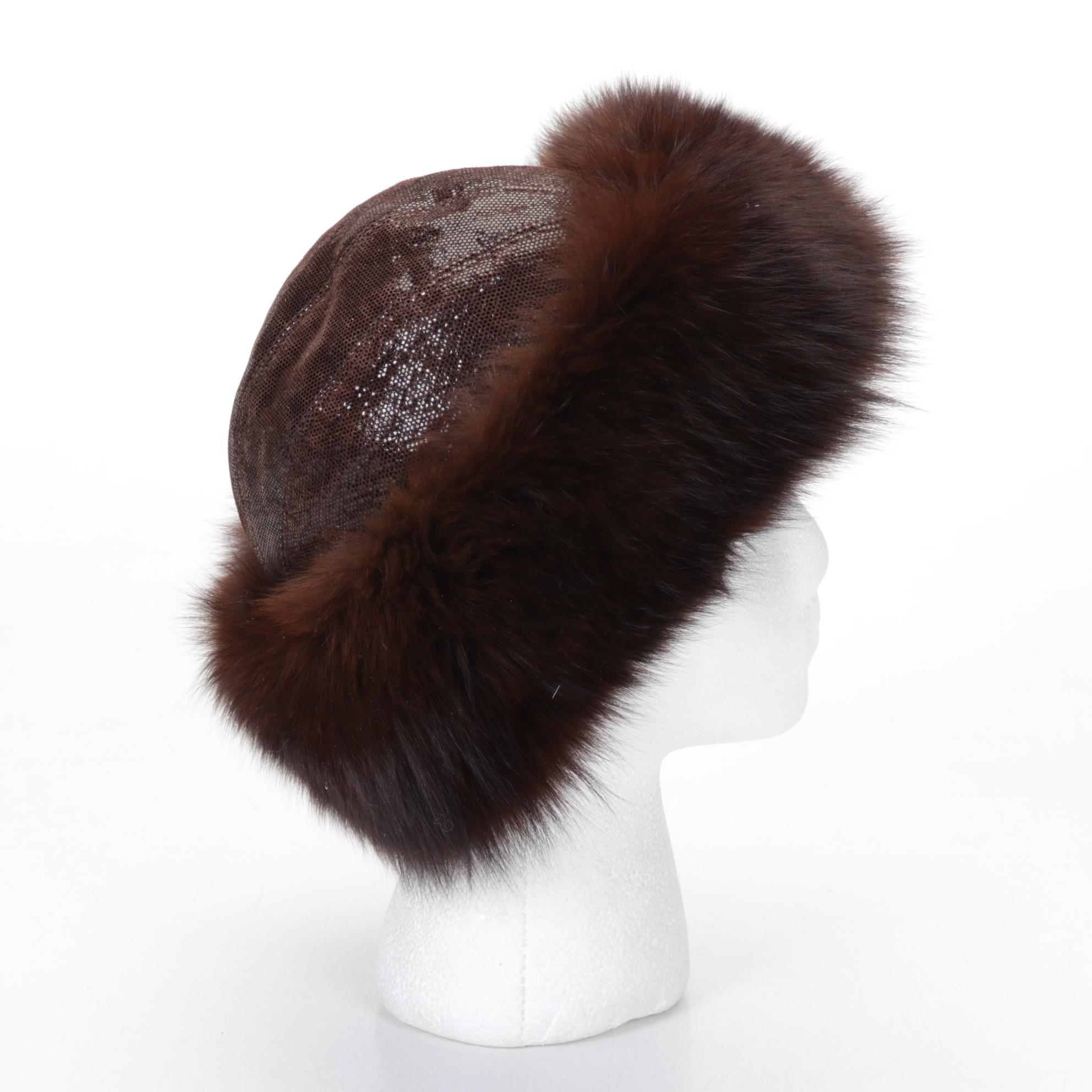 Mitchie's Matchings Chocolate Fox Trim Hat