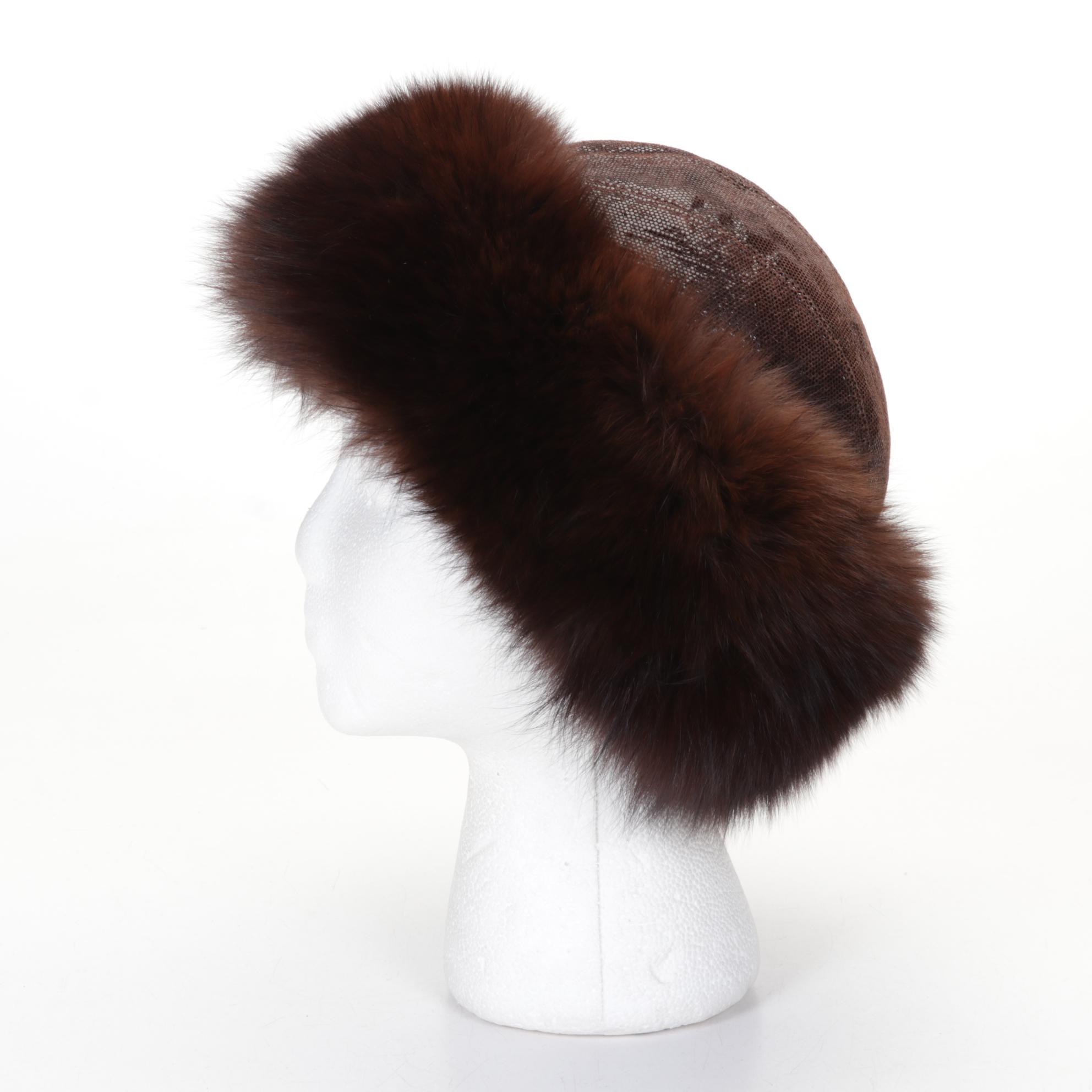 Mitchie's Matchings Chocolate Fox Trim Hat