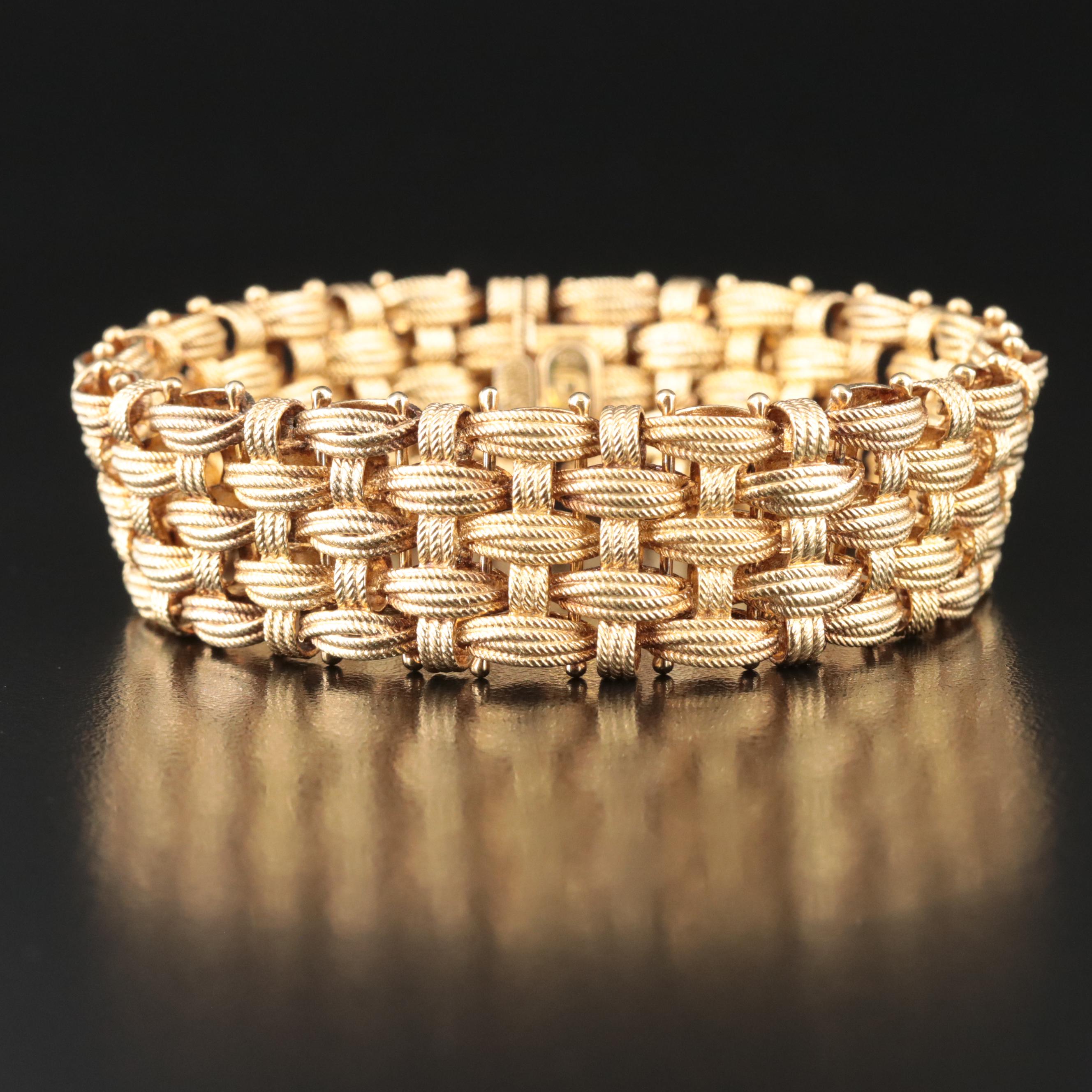 Italian Sterling Basket Weave Link Bracelet