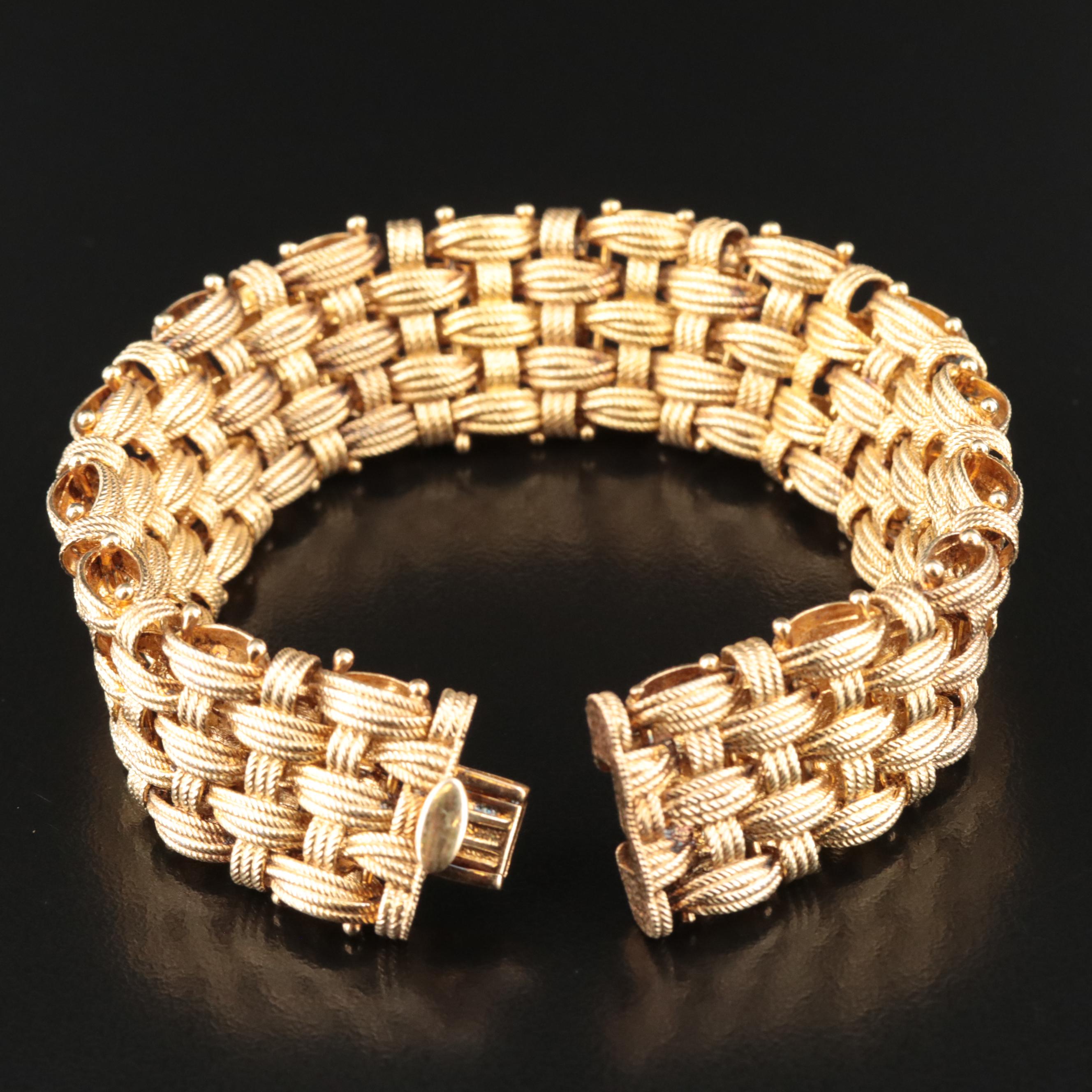 Italian Sterling Basket Weave Link Bracelet